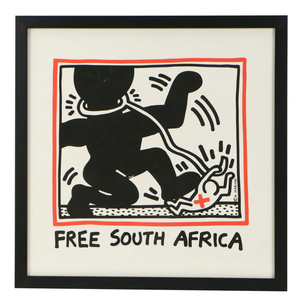 After Keith Haring Digital Print "Free South Africa," 21st Century