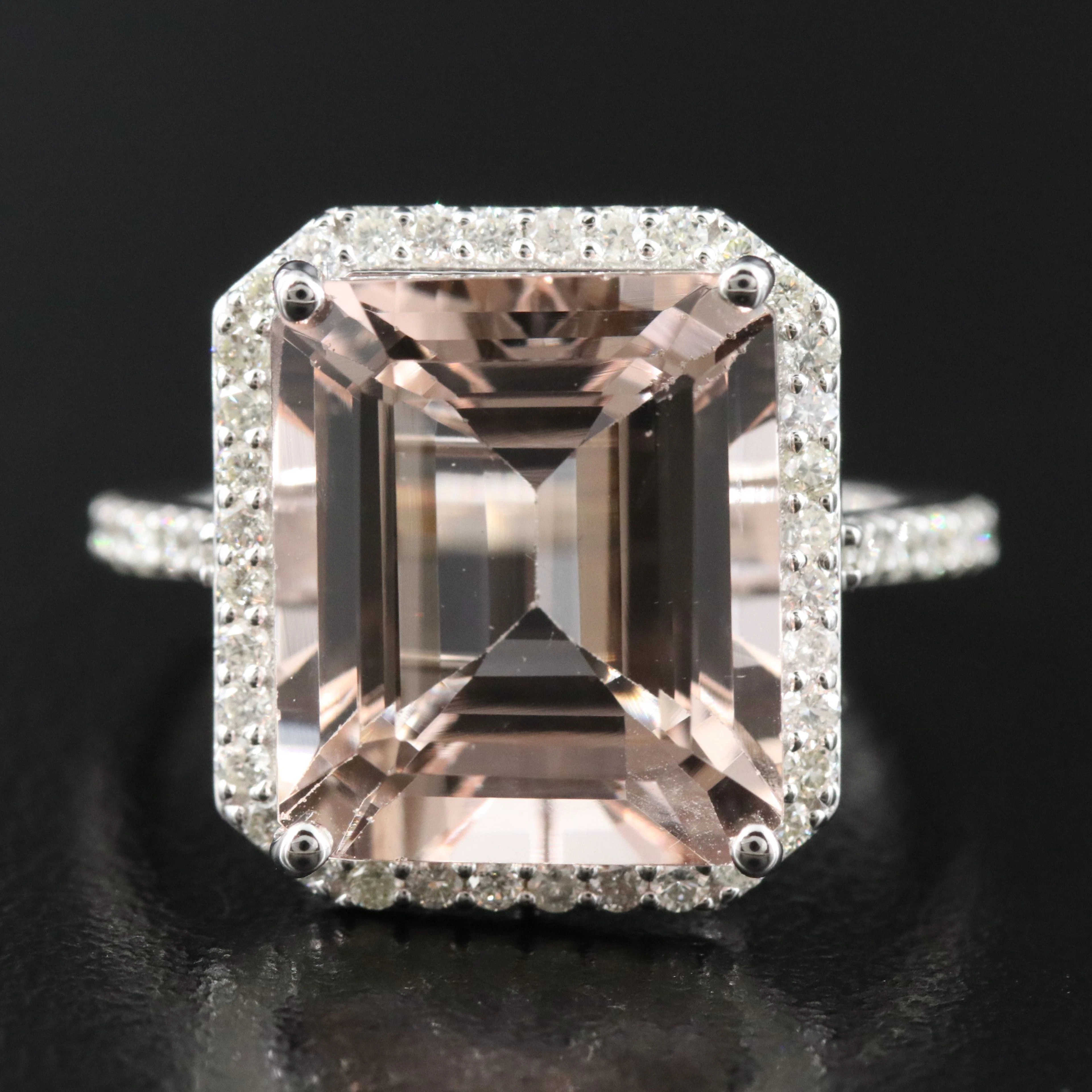 14K 7.62 CT Morganite and Diamond Ring