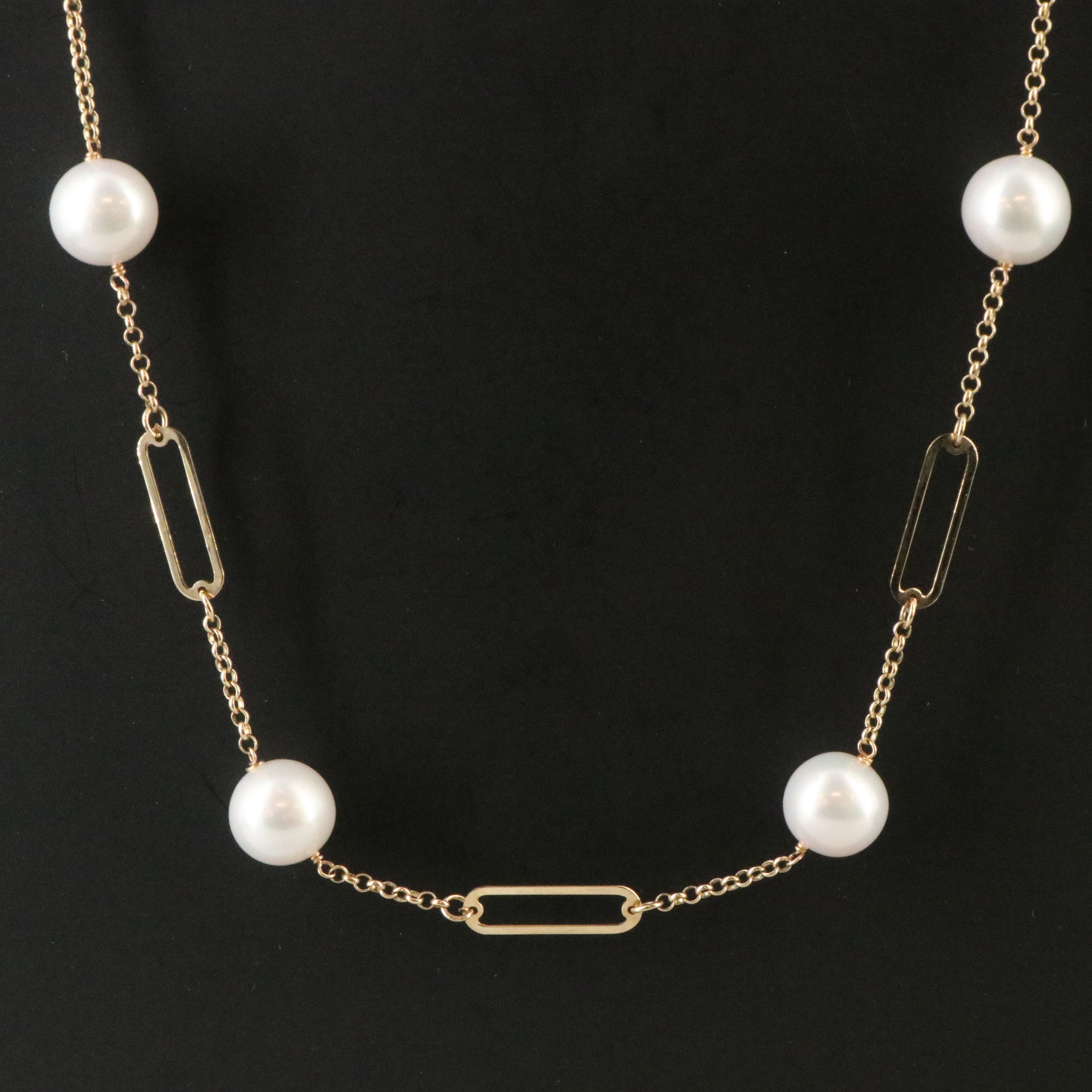 14K Pearl Station Chain Necklace