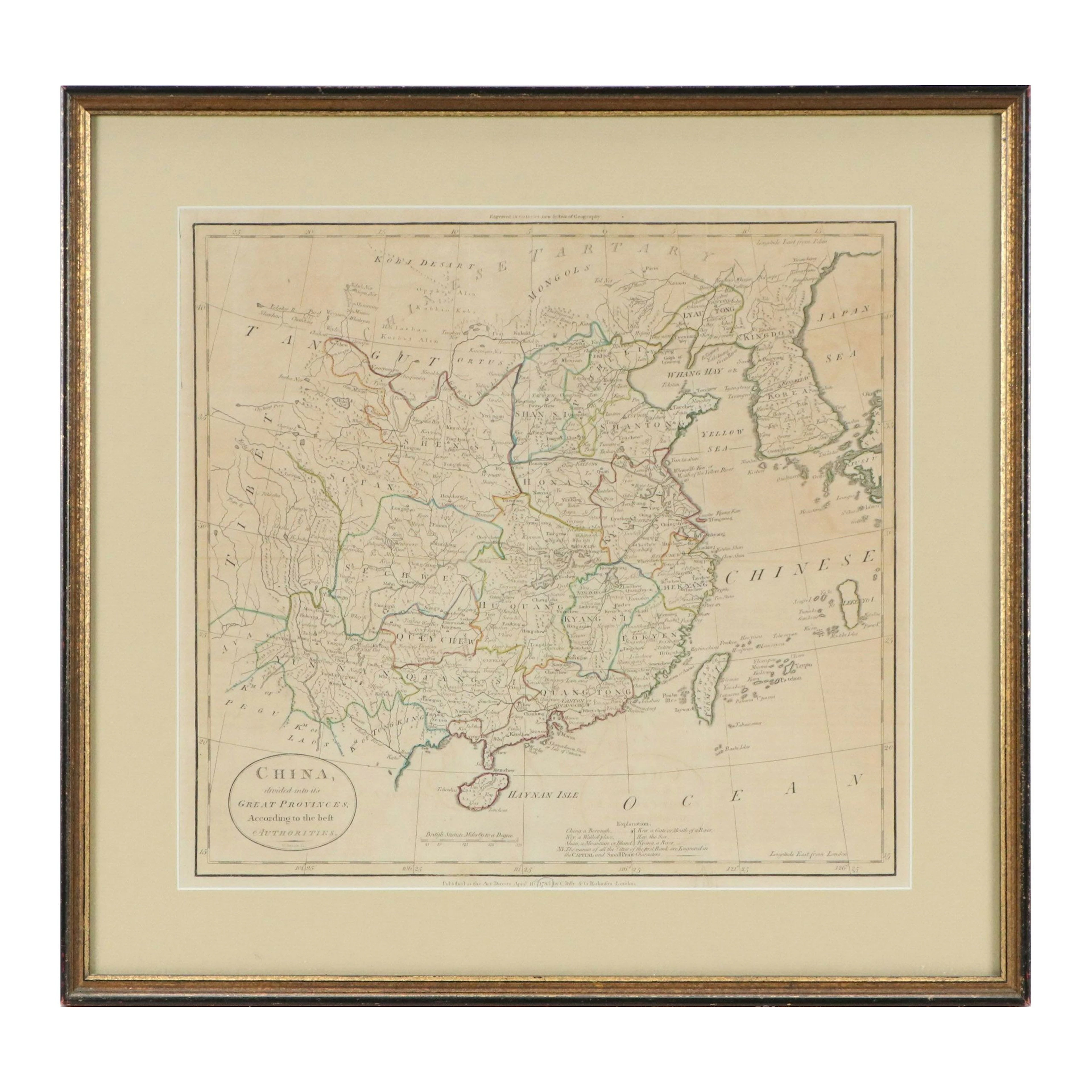 Guthrie Hand-Colored Engraving "China divided into it's Great Provinces"
