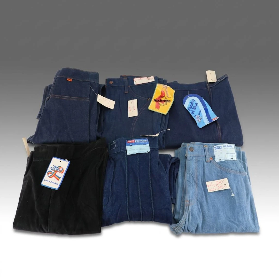Vintage Deadstock Levi's White/Orange Tab Flare-Leg Denim and Corduroy Pants