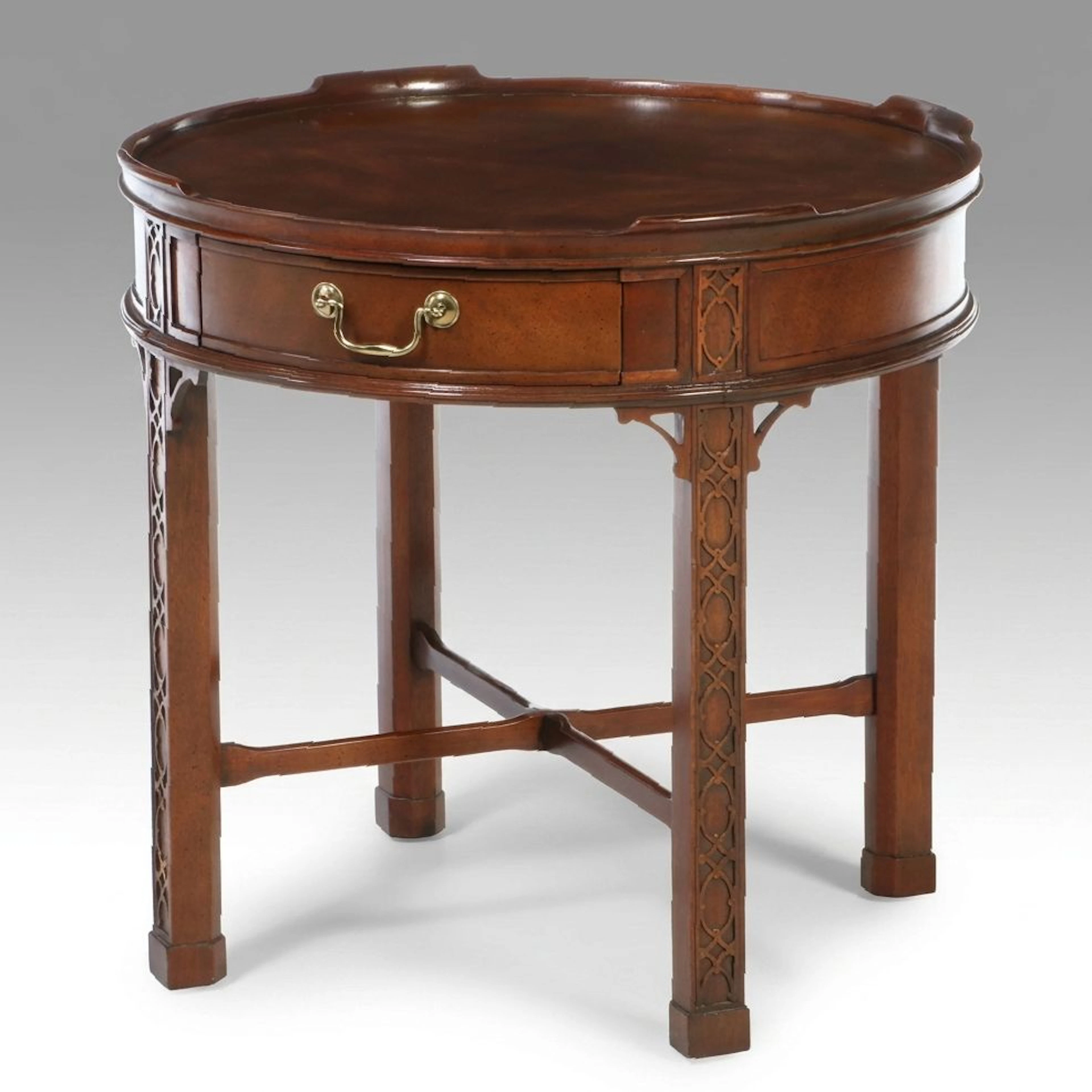 Baker Furniture Chinese Chippendale Style Circular Tea Table