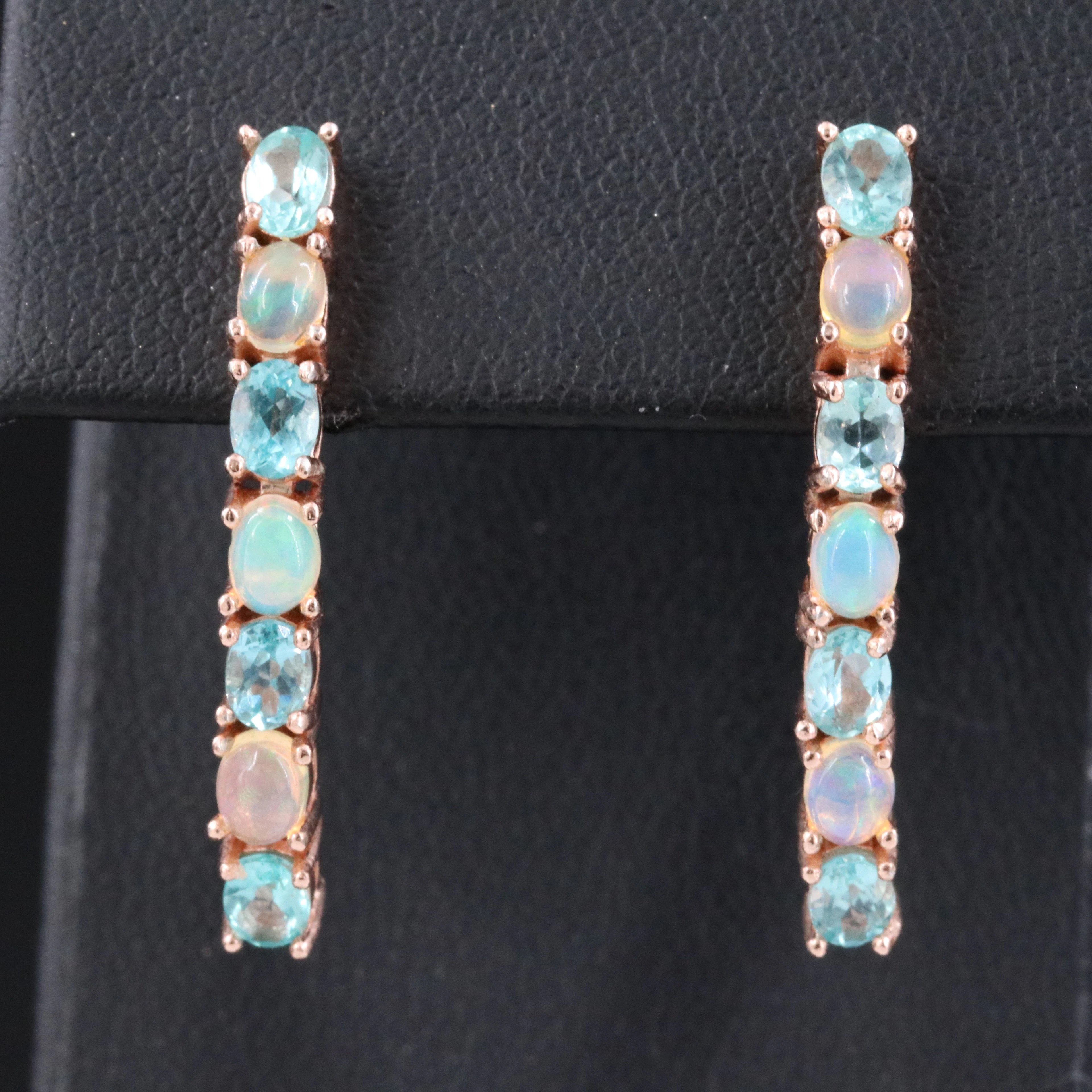 Sterling Opal and Apatite Drop Earrings