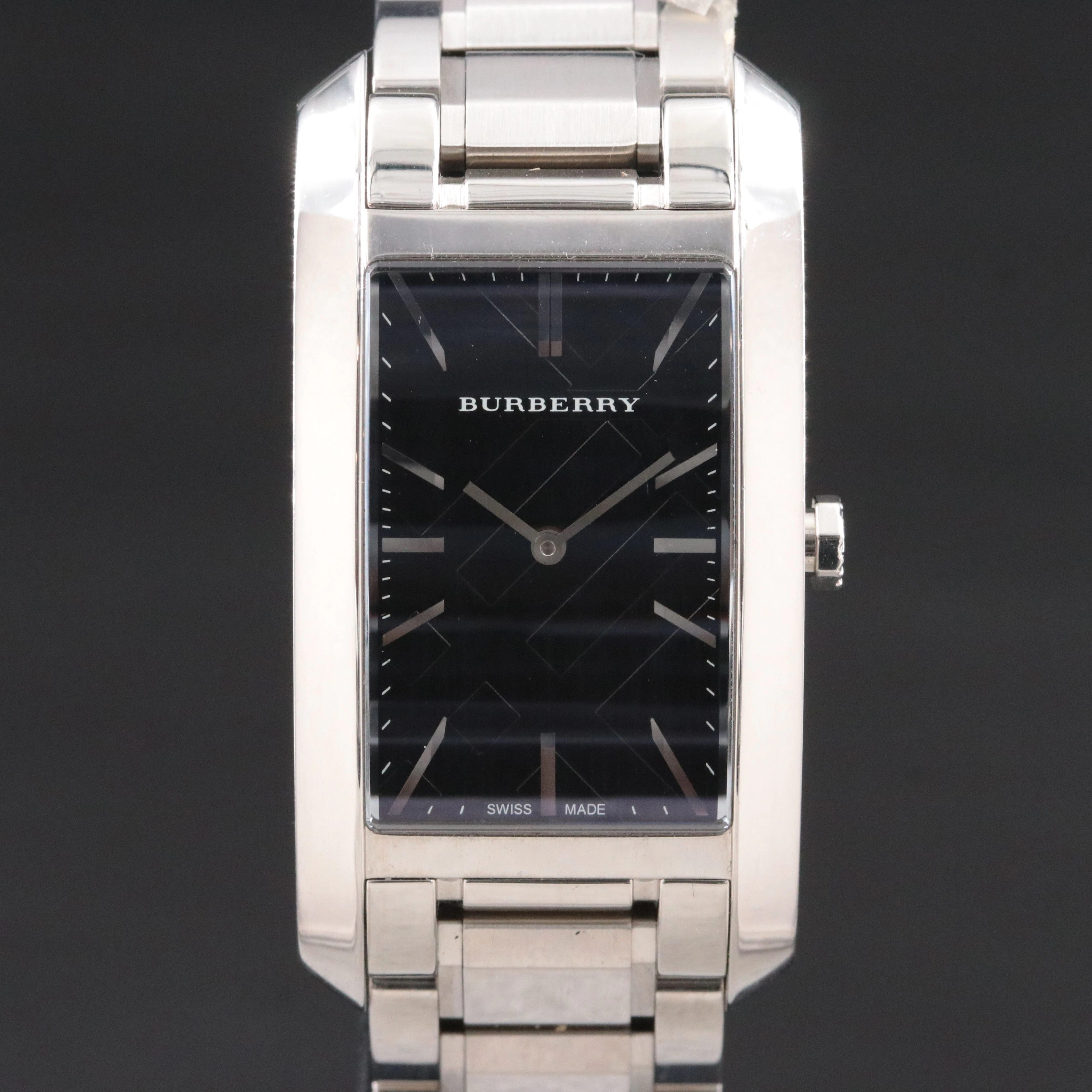 Burberry Heritage Black Check Dial Stainless Steel Quartz Watch