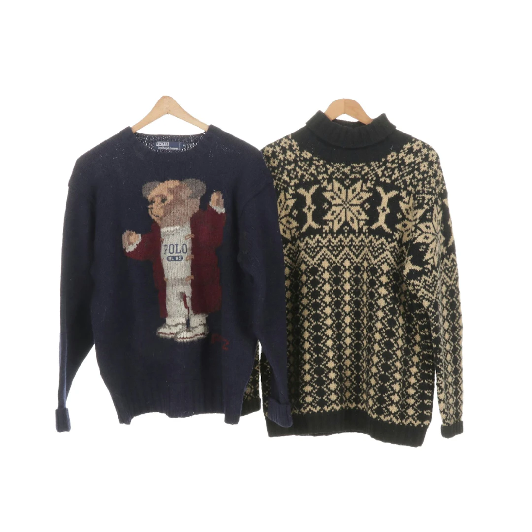Ralph Lauren Country Wool Snowflake Turtleneck and Polo RL Bear Sweater