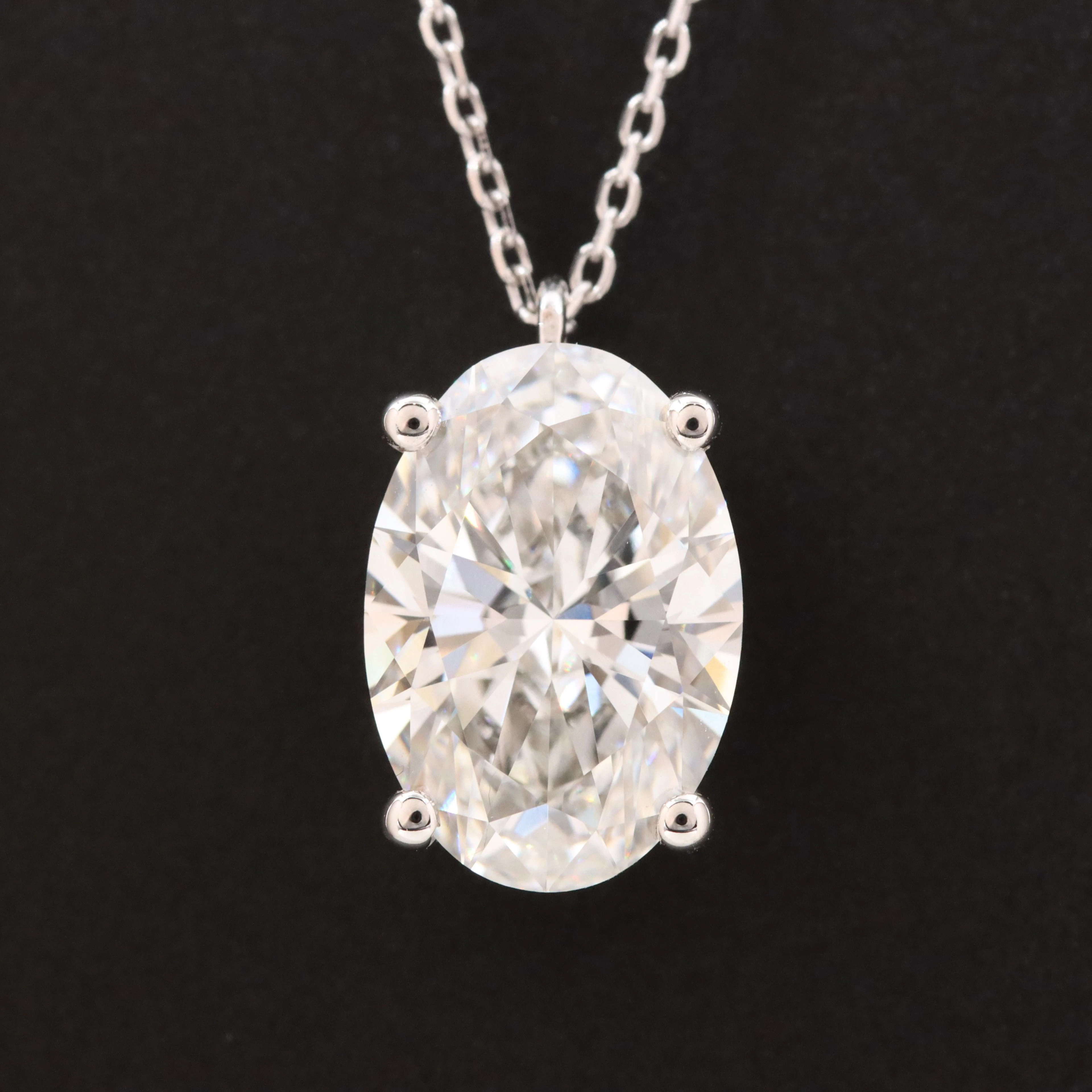 14K 3.06 CTW Lab Grown Diamond Solitaire Pendant Necklace with IGI Report