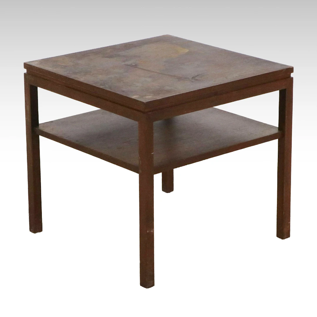 Dunbar Style Square Two-Tier Wood End Table, 20th Century