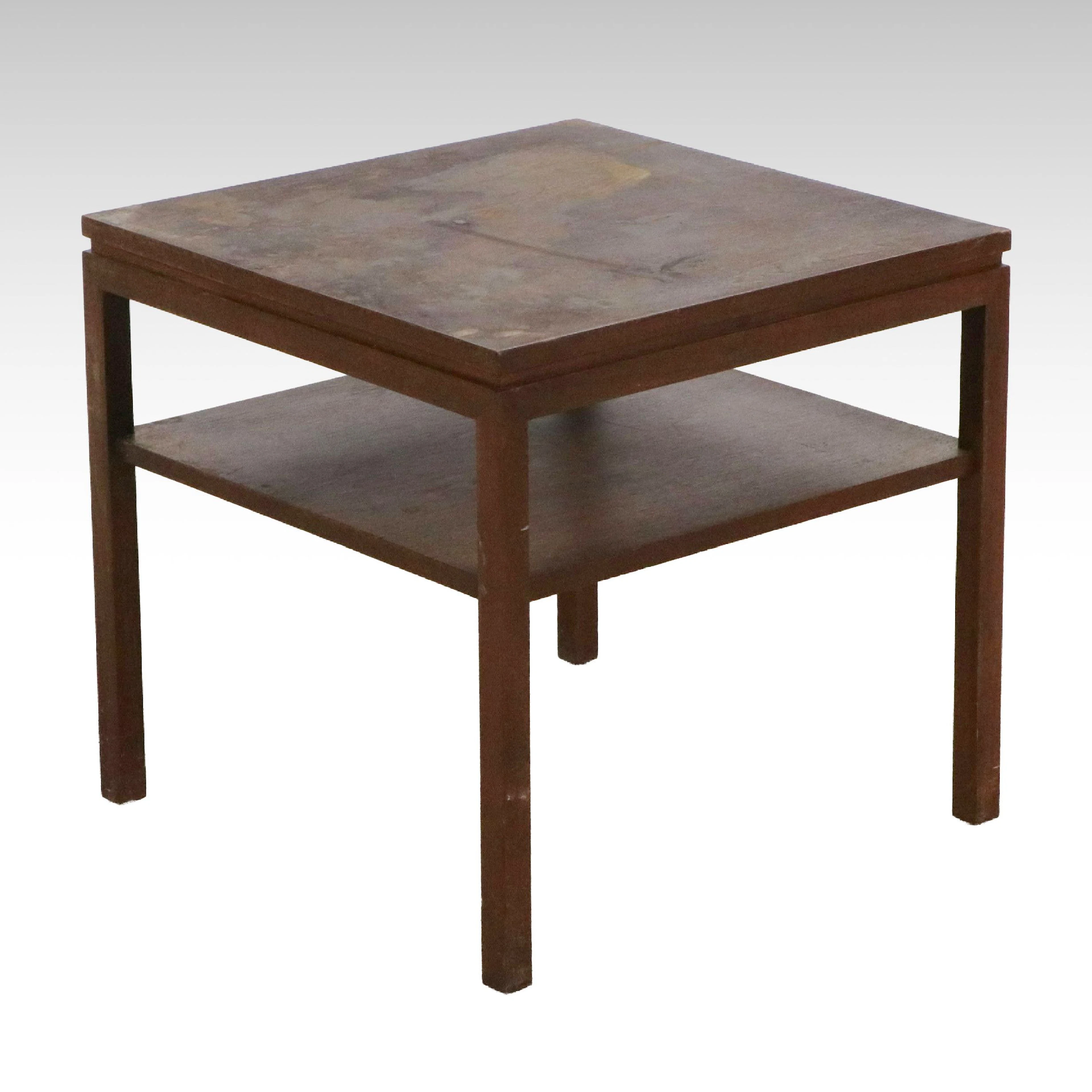 Dunbar Style Square Two-Tier Wood End Table, 20th Century