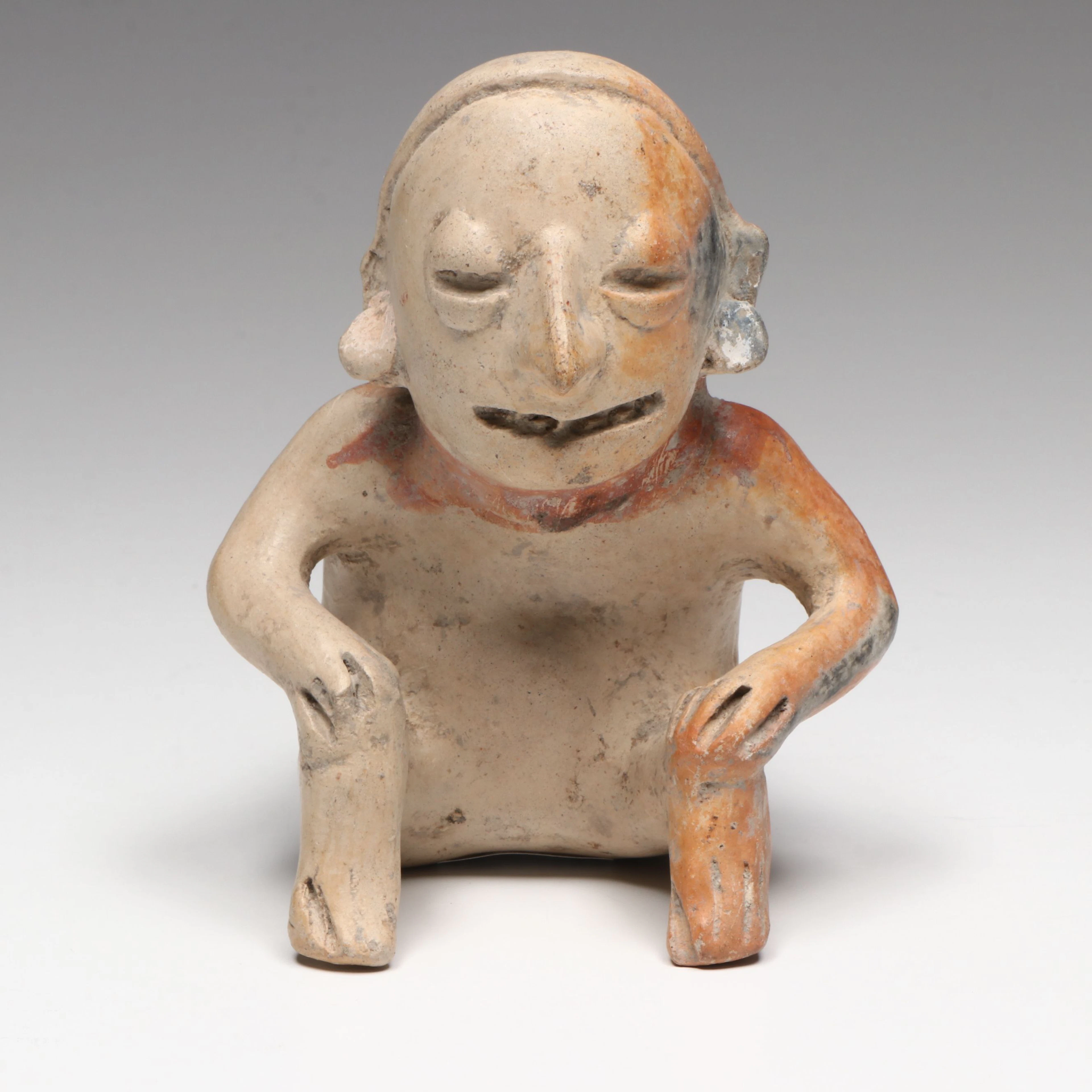Protoclassic Jalisco Pottery Seated Male Figure, 100 BCE to 250 AD