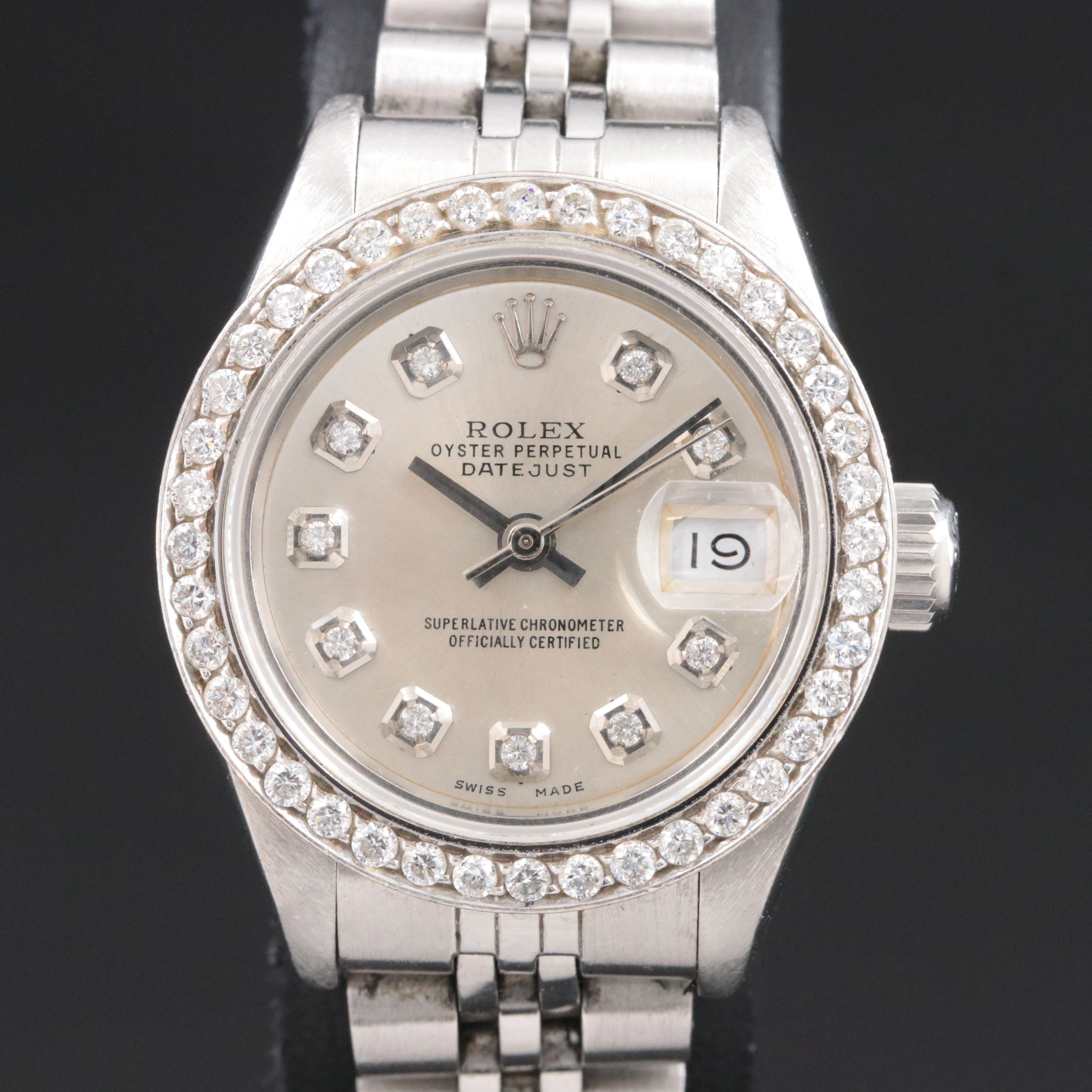 1986 Rolex Custom Diamond Dial & Bezel Datejust Watch Model 69174