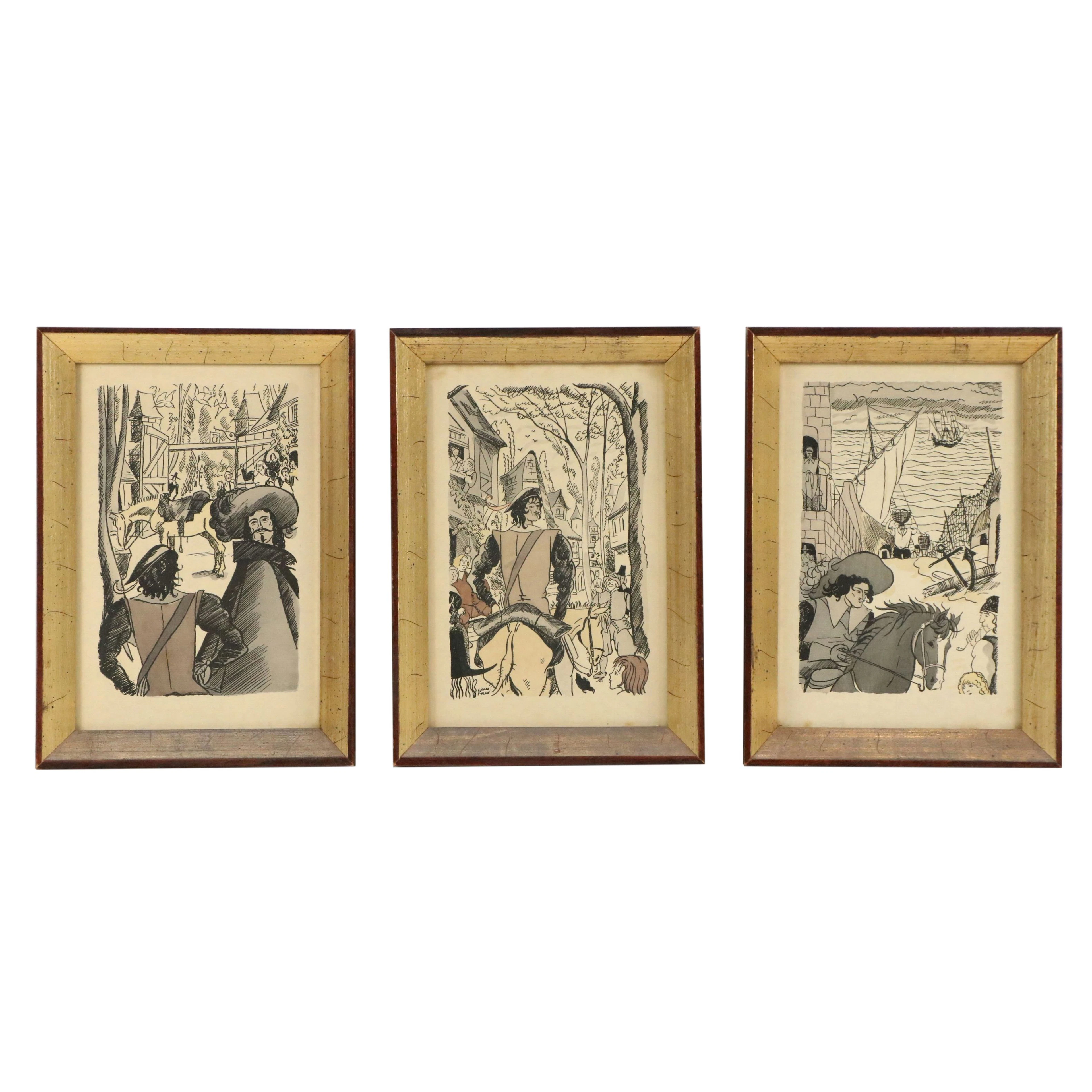 "The Three Musketeers" Relief Print Book Illustrations After Pierre Falké, 1932