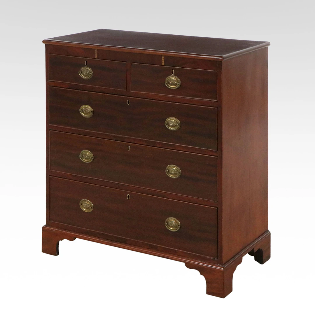 Georgian Style Mahogany Five-Drawer Chest, 20th Century