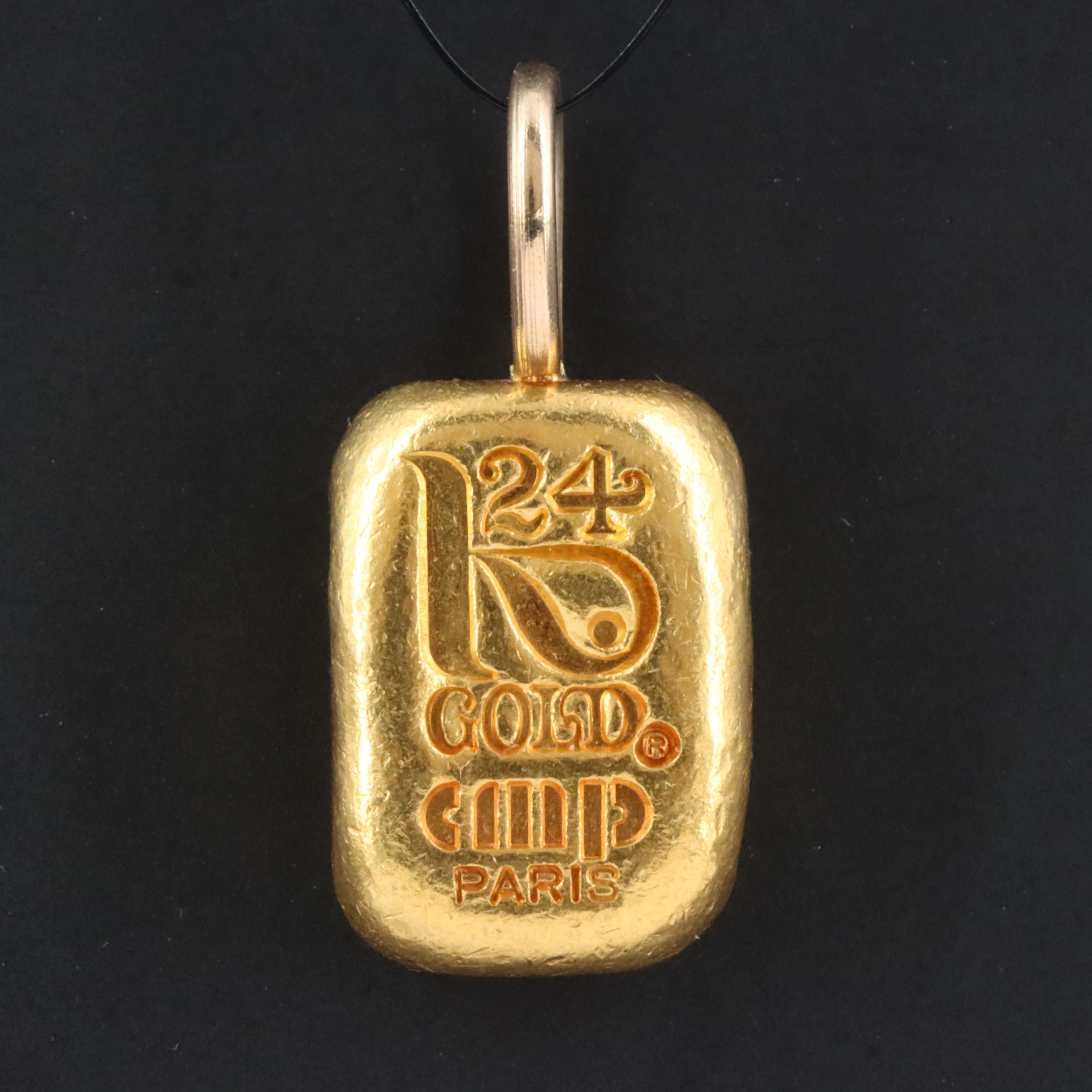 Compagnie des Métaux Précieux 24K Poured Gold Bar Pendant with 14K Bail