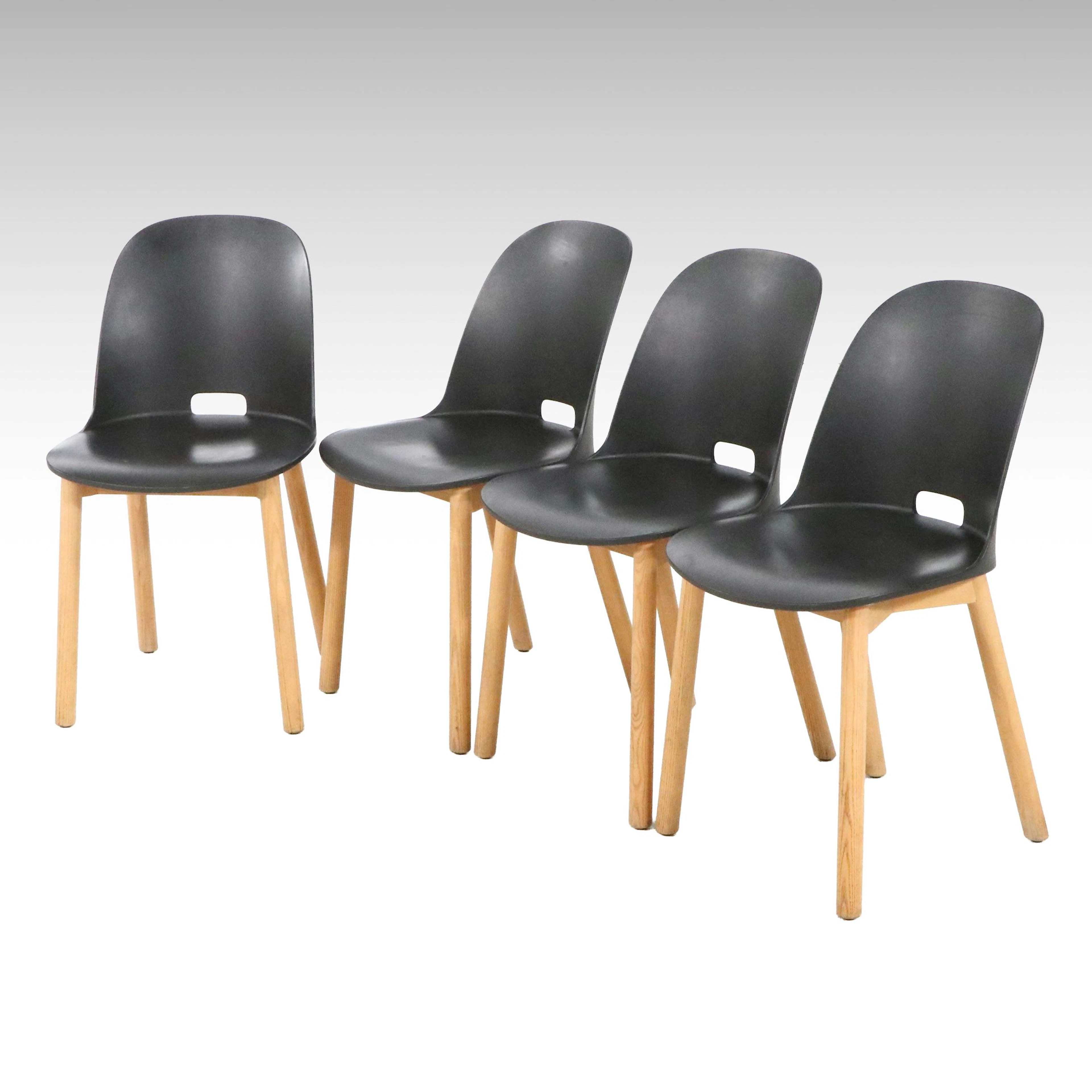 Four Jasper Morrison for Emeco "Alfi" Molded Plastic and Ash Side Chairs