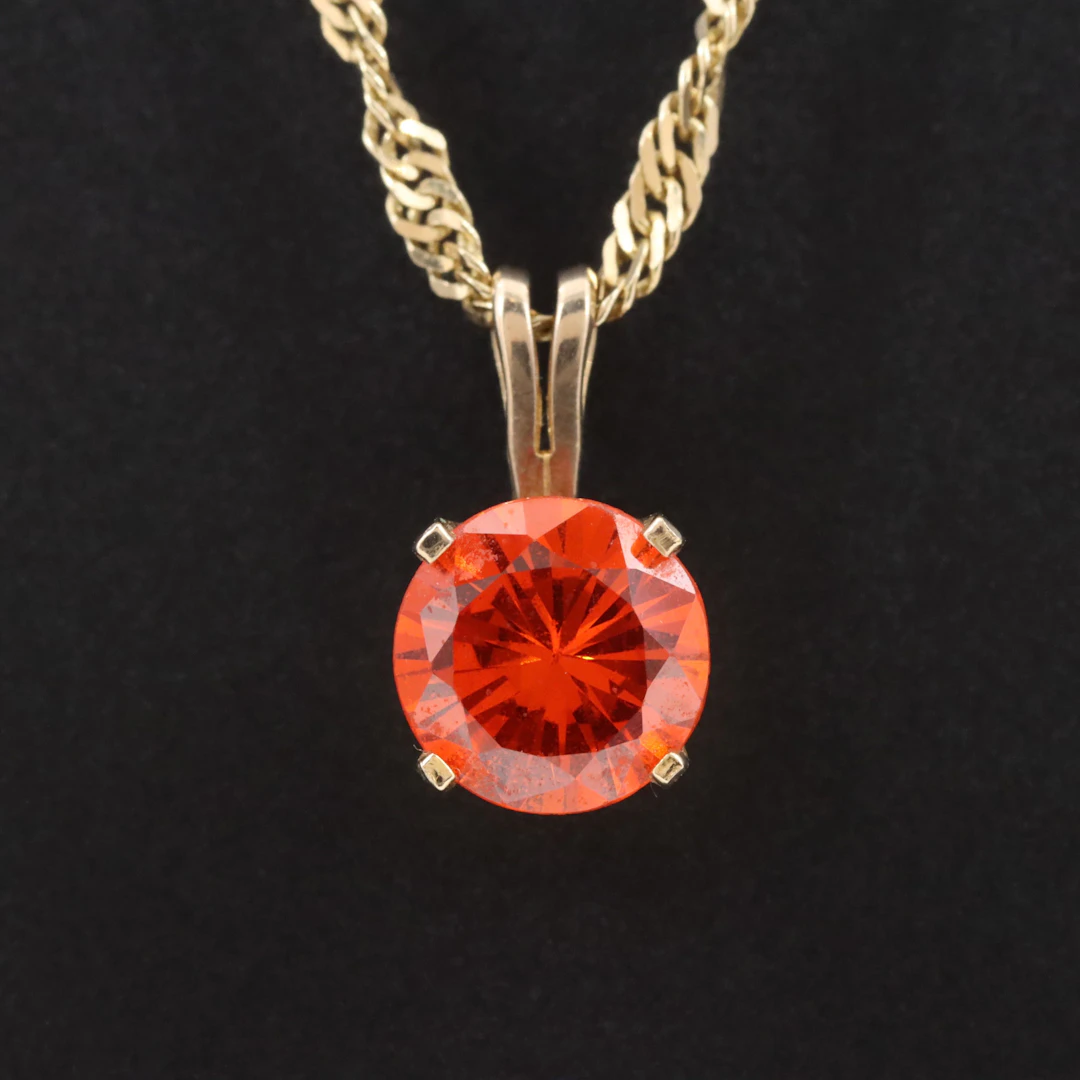 14K CZ Pendant Necklace