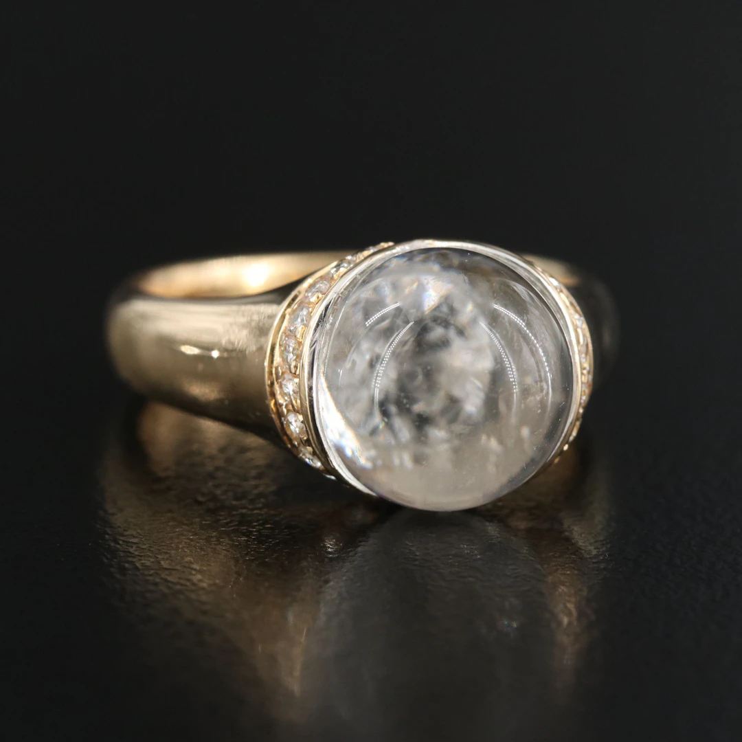 Mauboussin Paris 18K Rock Crystal and Diamond Dome Ring