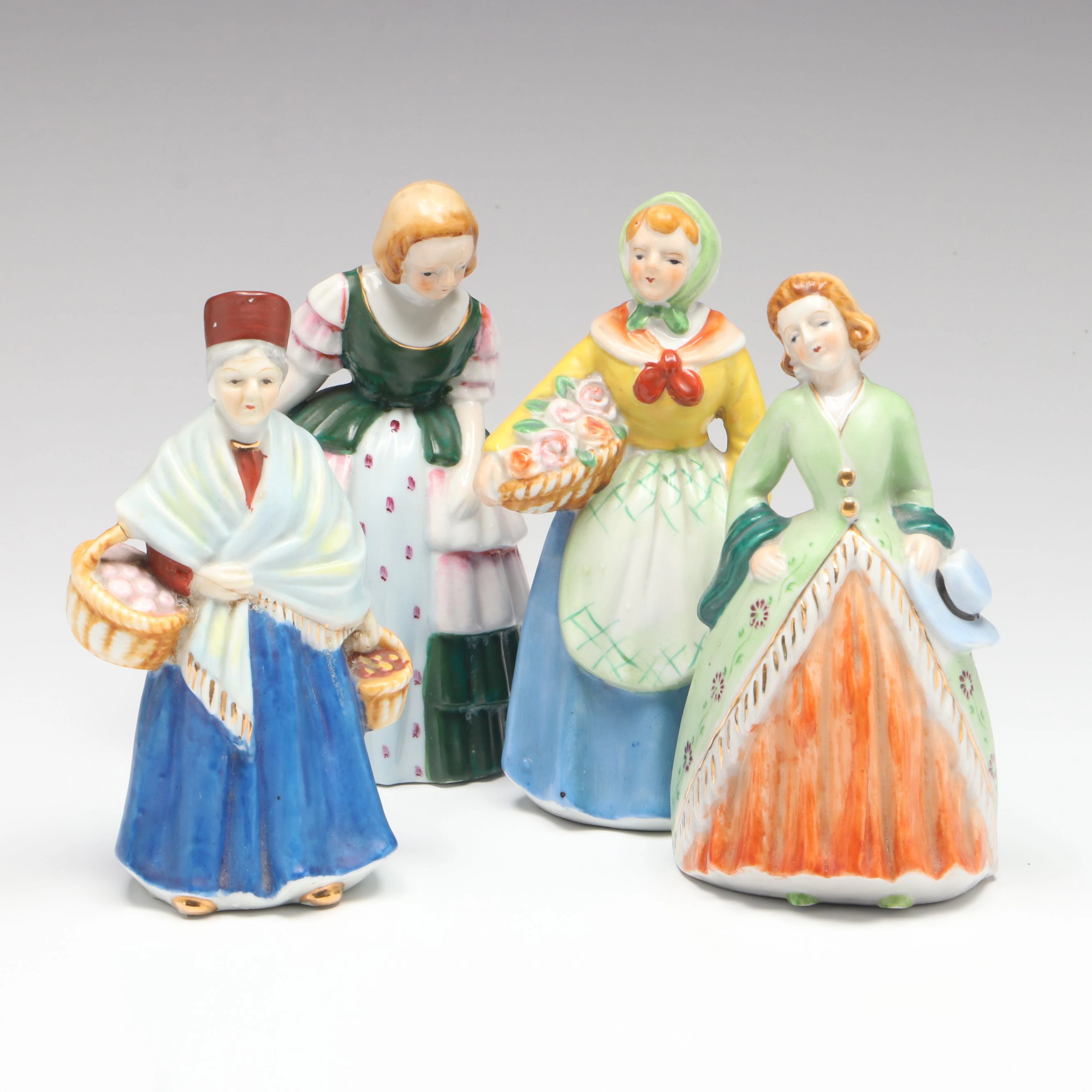 Occupied Japan Elegantly Dressed Lady Porcelain Figurines