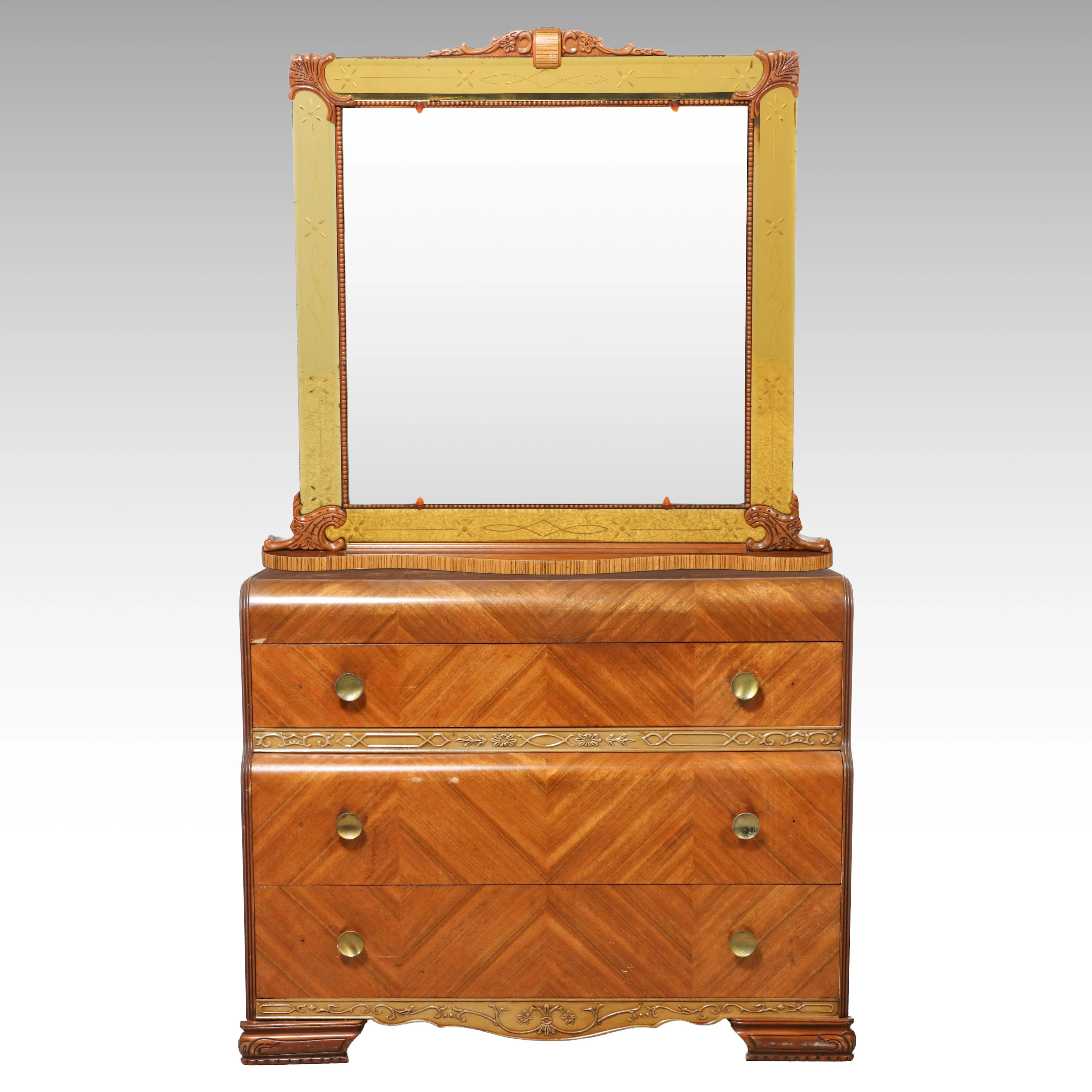 Art Deco Waterfall Dresser, Early to Mid-20th Century