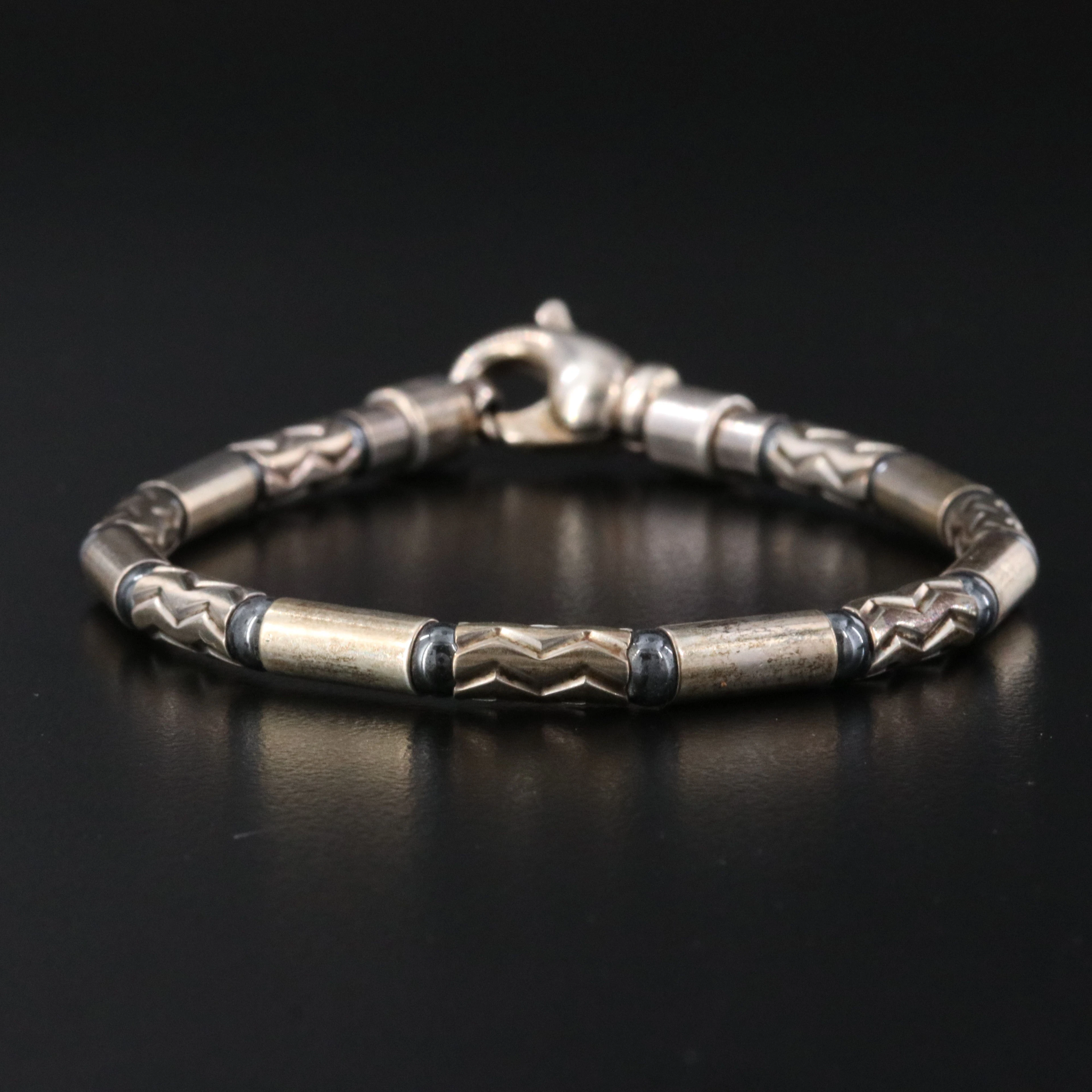 Tiffany & Co. Aztec Zig Zag Sterling and Hematite Bracelet