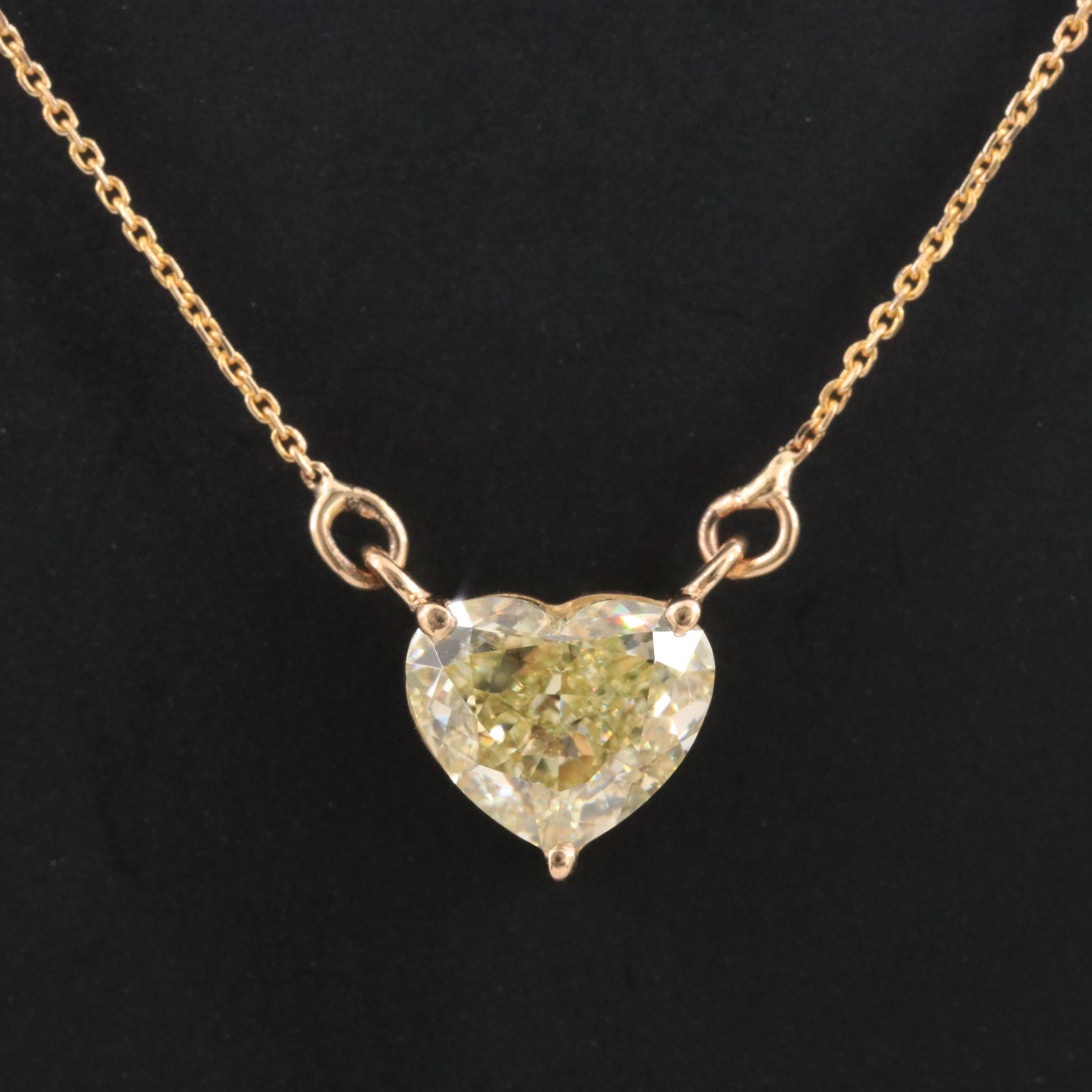 14K 2.01 CT Lab Grown Fancy Yellow Diamond Necklace with IGI Report