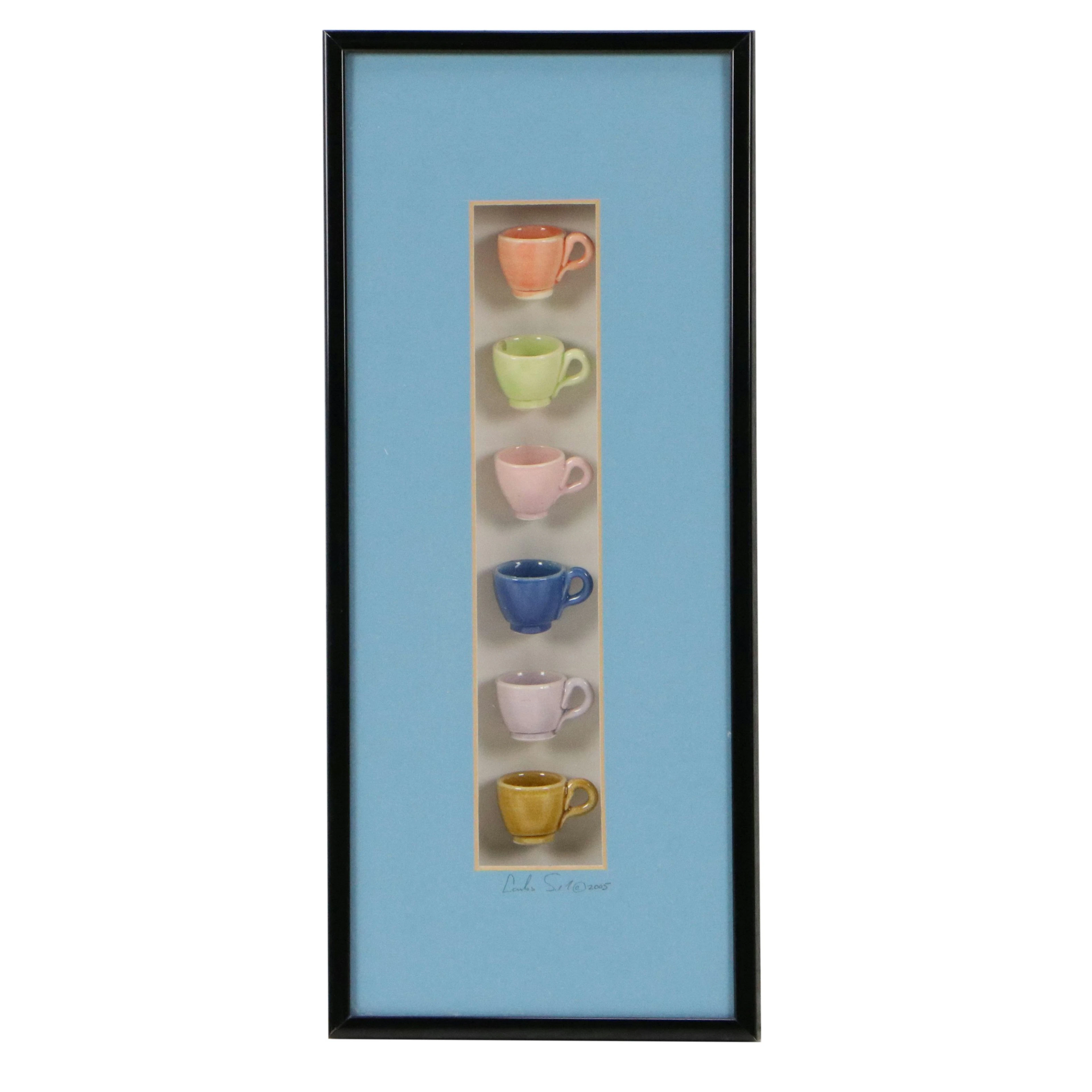 Carlos Silva Miniature Glazed Ceramic Teacup Display, 2005
