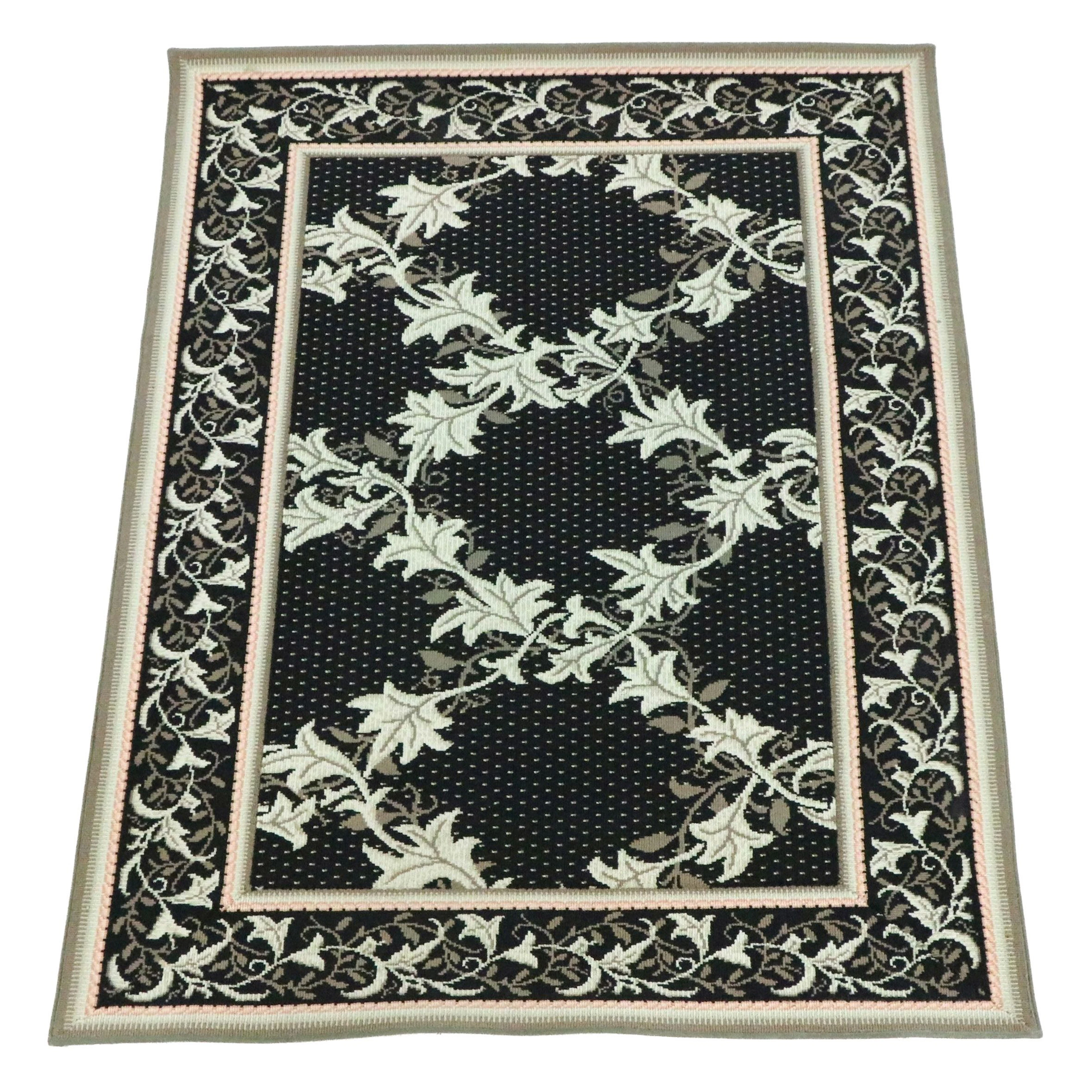 4' x 5'11 Machine Woven Floral Trellis Area Rug
