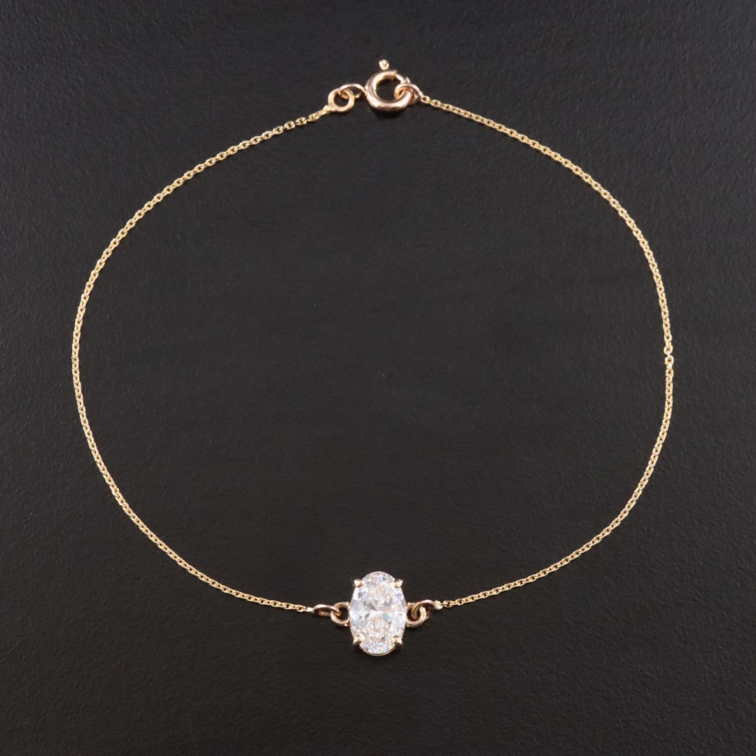 14K 1.10 CT Lab Grown Diamond Solitaire Bracelet with IGI Report