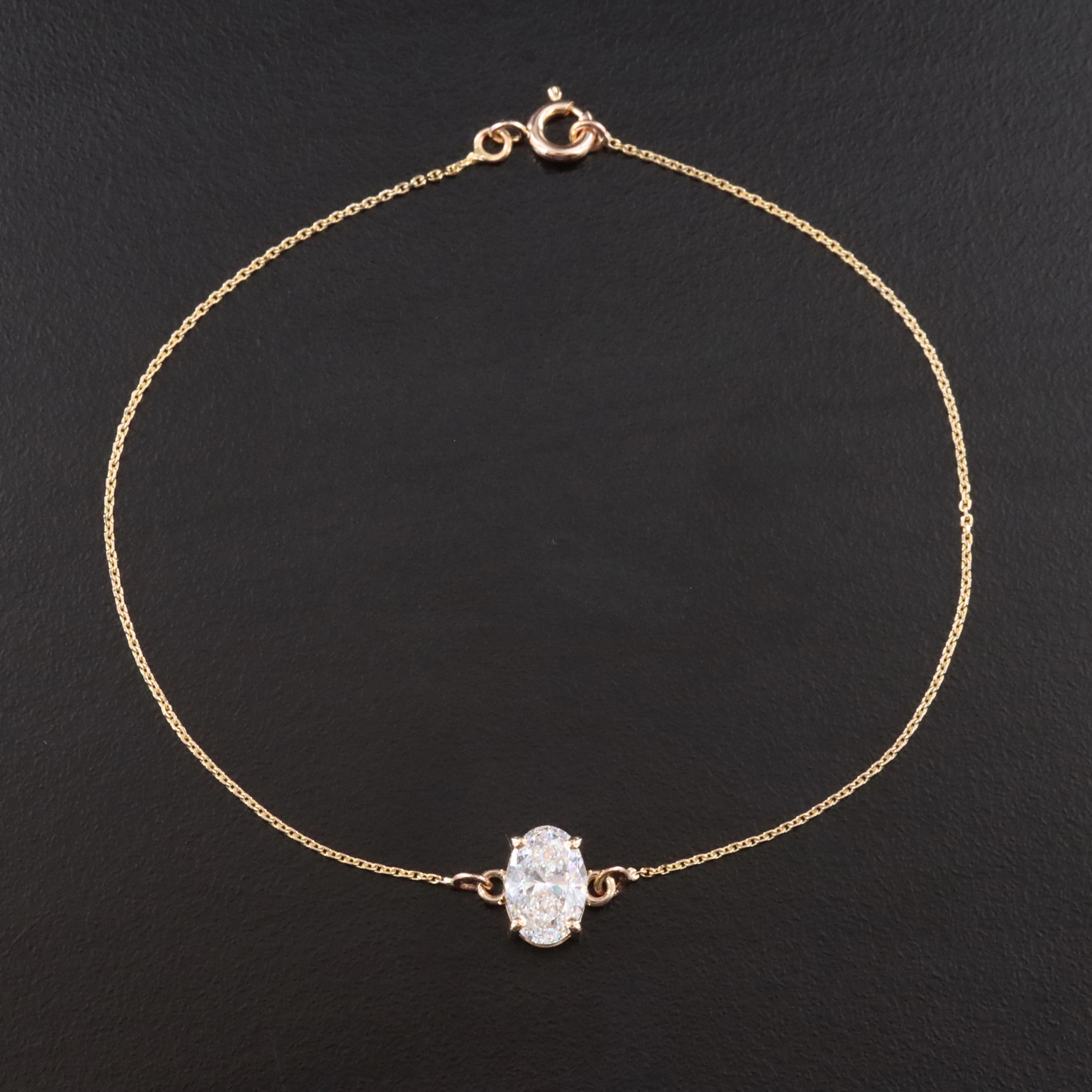 14K 1.10 CT Lab Grown Diamond Solitaire Bracelet with IGI Report
