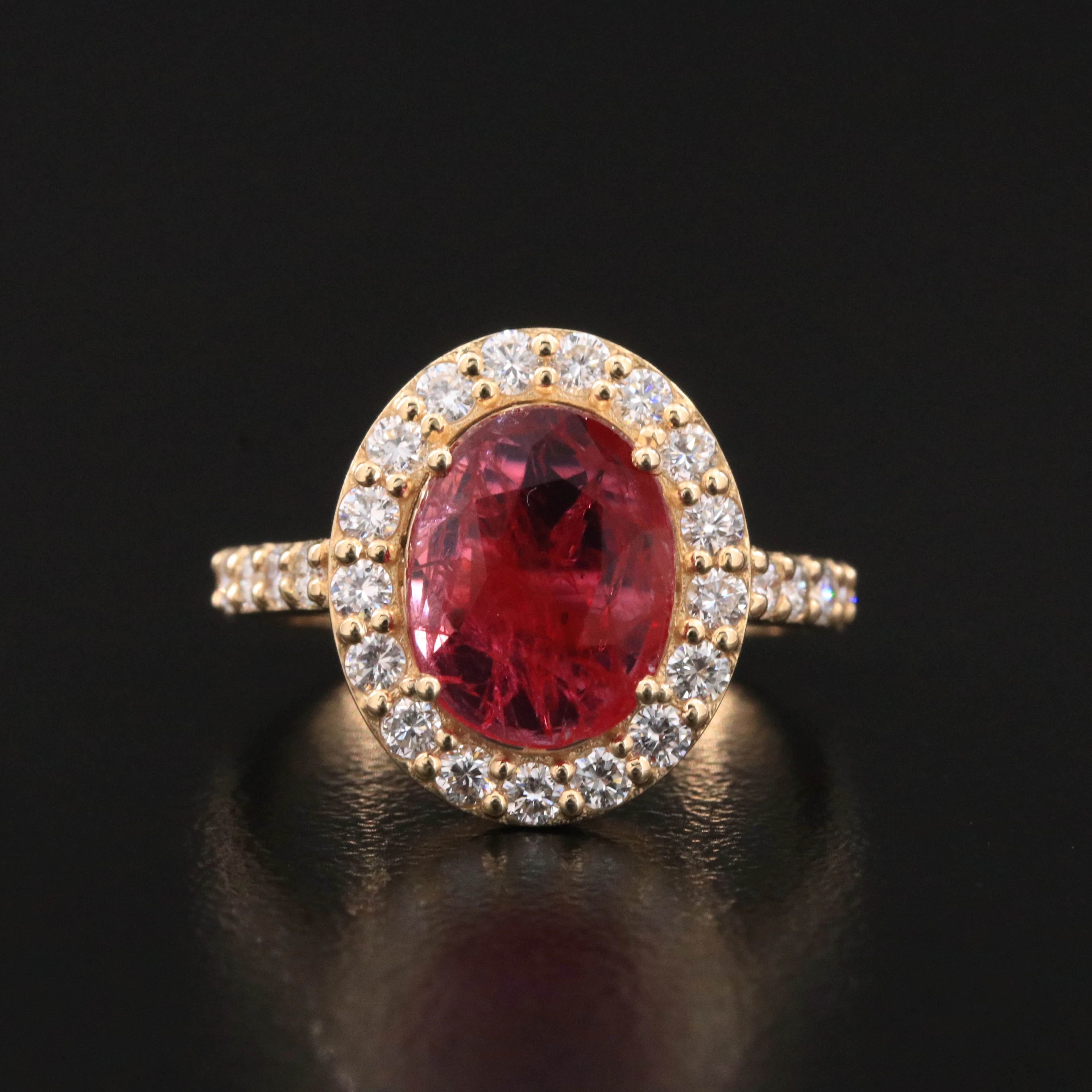 14K 1.61 CT Unheated Mozambique Ruby and Diamond Ring with GIA Report