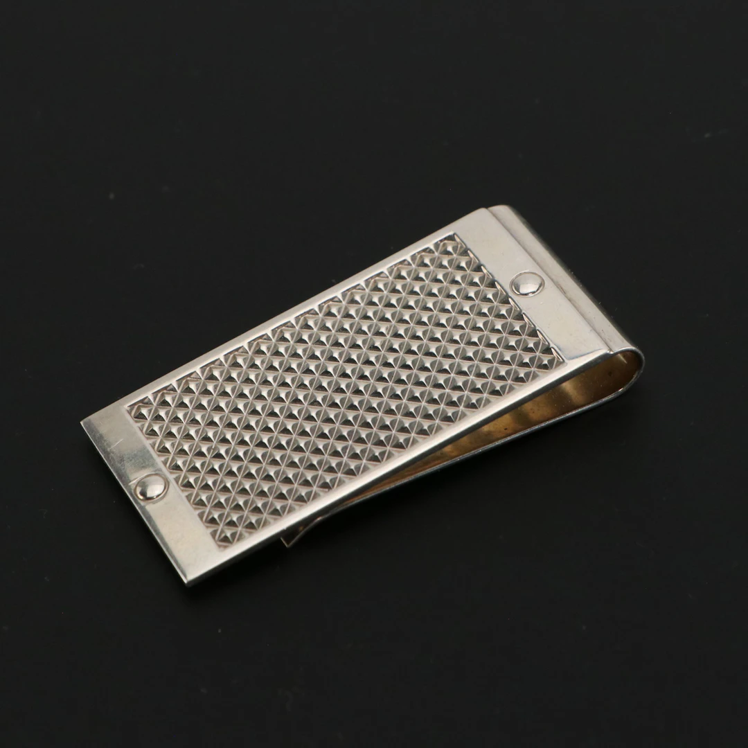 Tiffany & Co. Sterling Silver Money Clip with Faux Stud and Hobnail Pattern