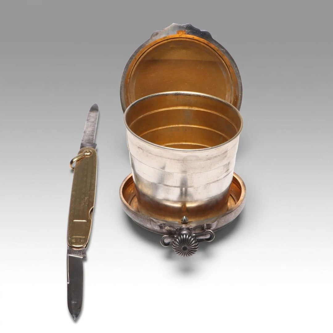 10K Gold Pocket Knife and Victorian Folding Pocket Cup