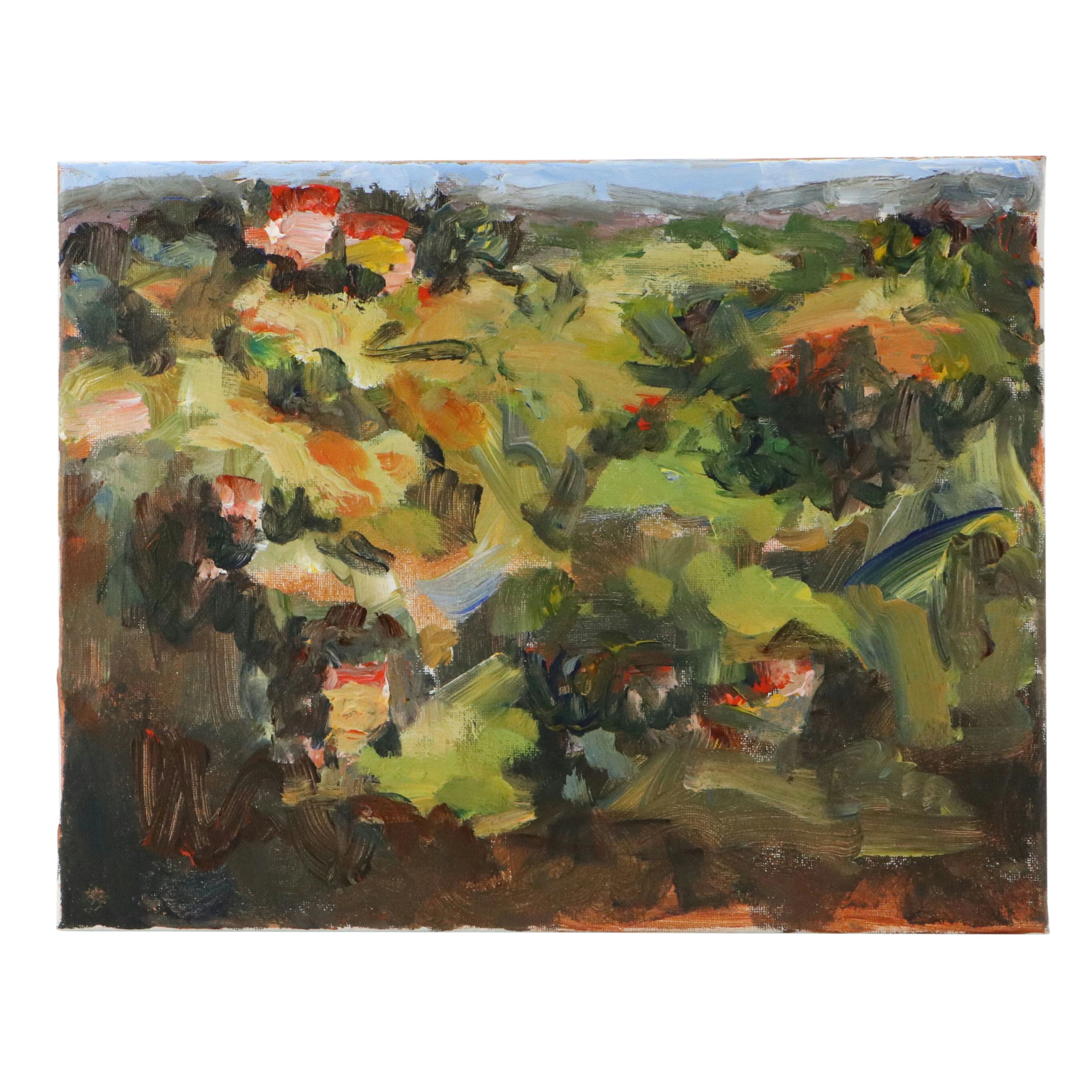 Leif Janek Abstracted Landscape Acrylic Painting "Tuscany," 21st Century