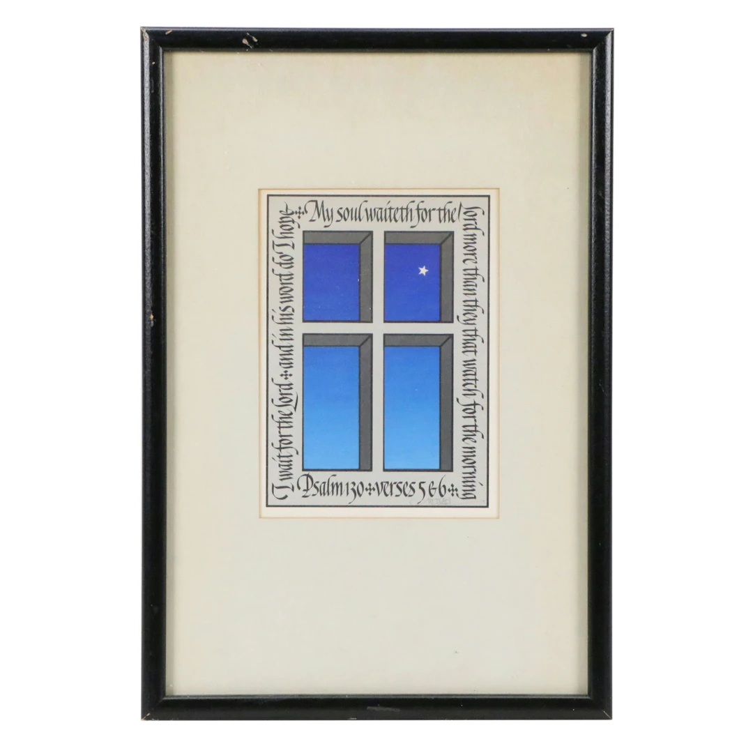 Elder's Digest Halftone of Window with Psalm 130, Circa 1994