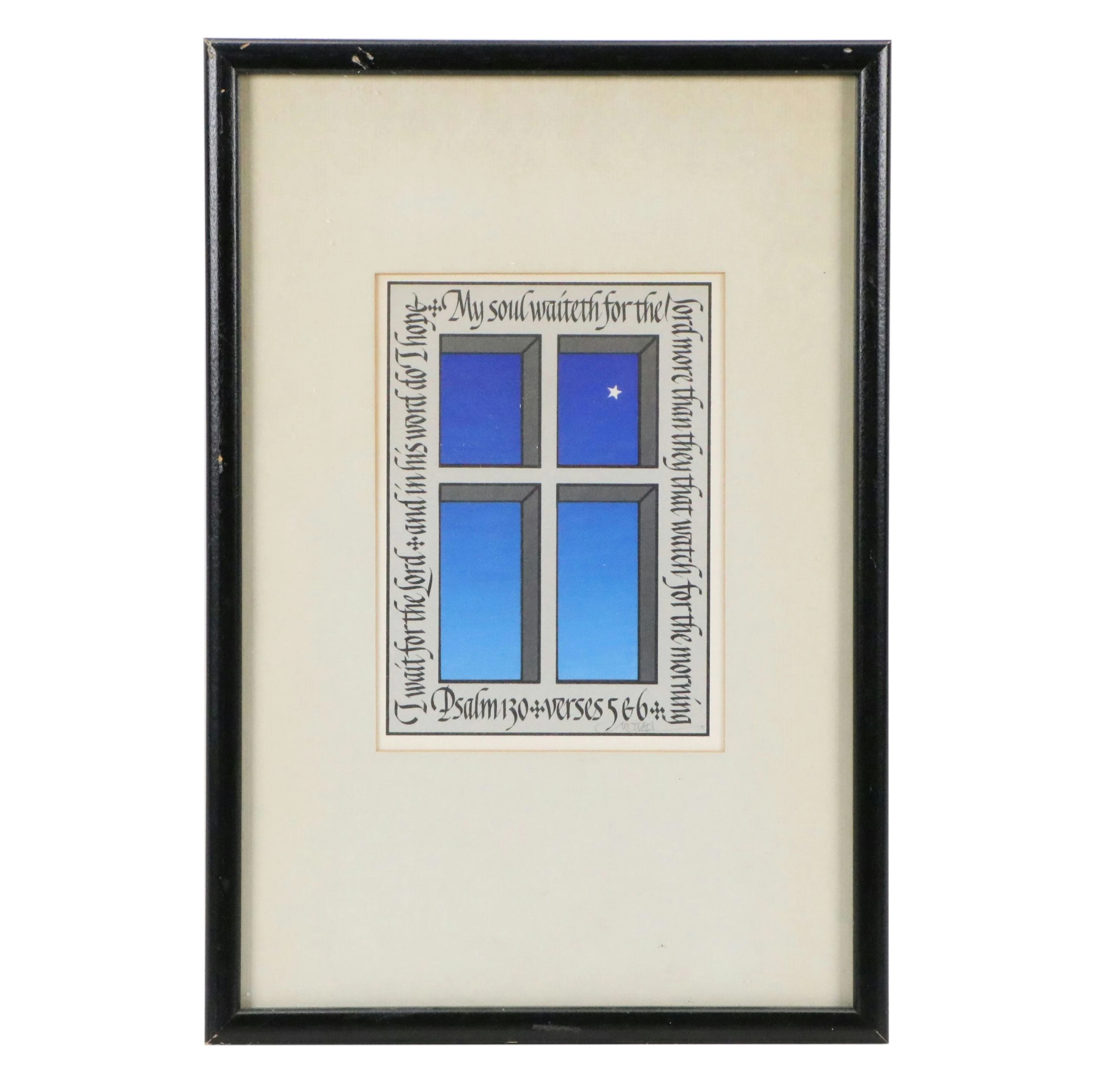 Elder's Digest Halftone of Window with Psalm 130, Circa 1994