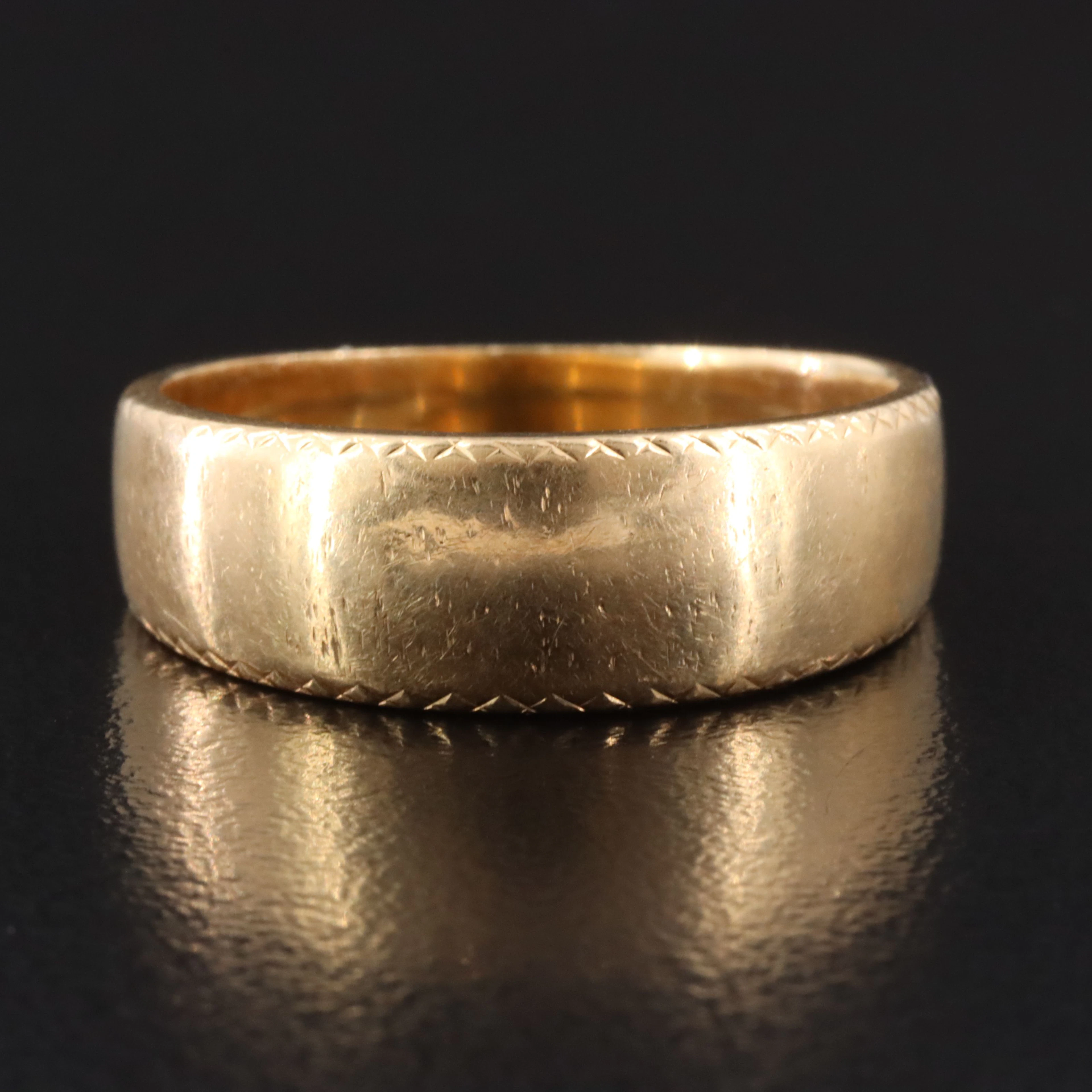 14K Ring with Diamond-Cut Style Accents