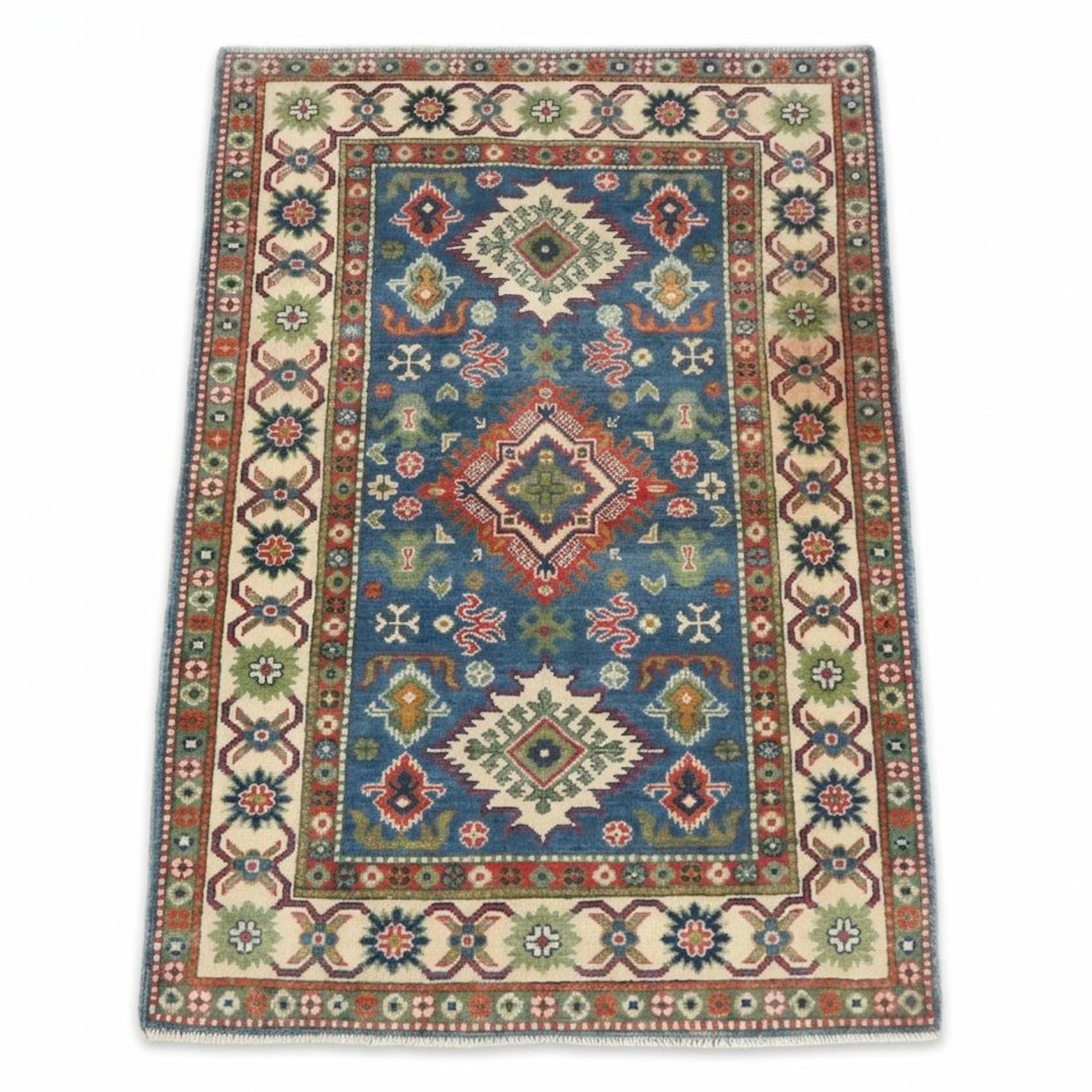 3'3 x 5'1 Hand-Knotted Pakistani Kazak Area Rug