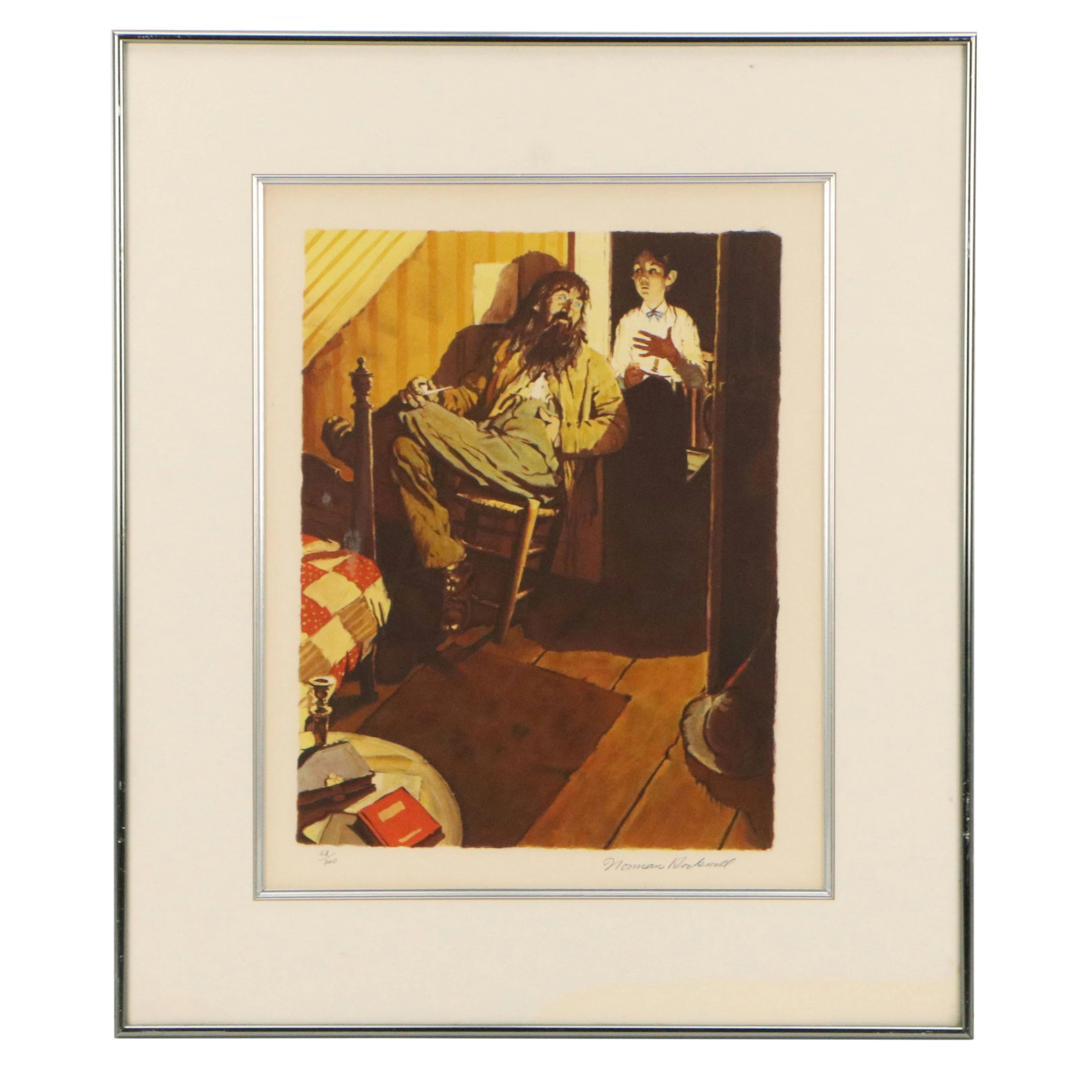 Norman Rockwell Lithograph "When I Let My Candle"