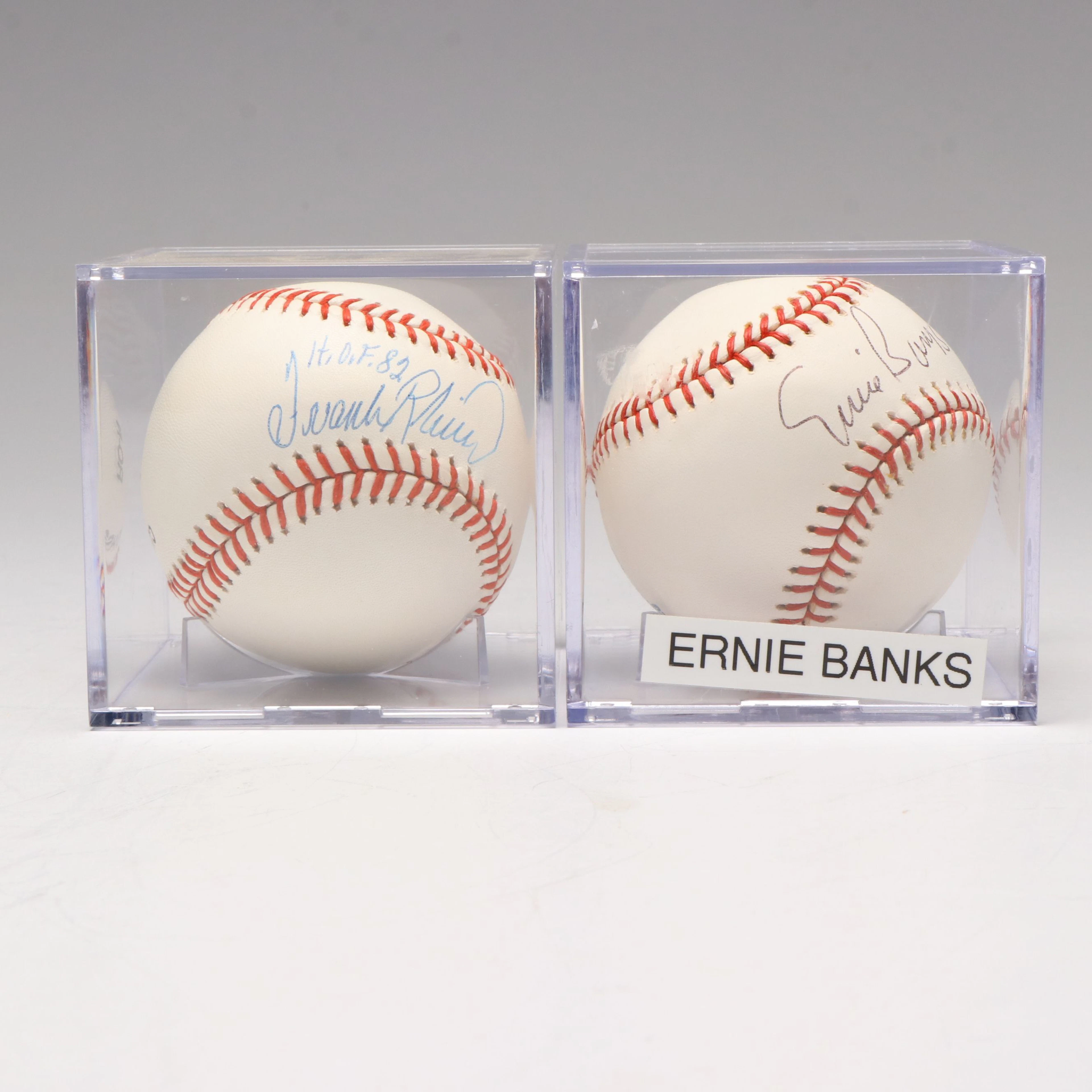 Ernie Banks and Frank Robinson Signed Rawlings Official Baseballs