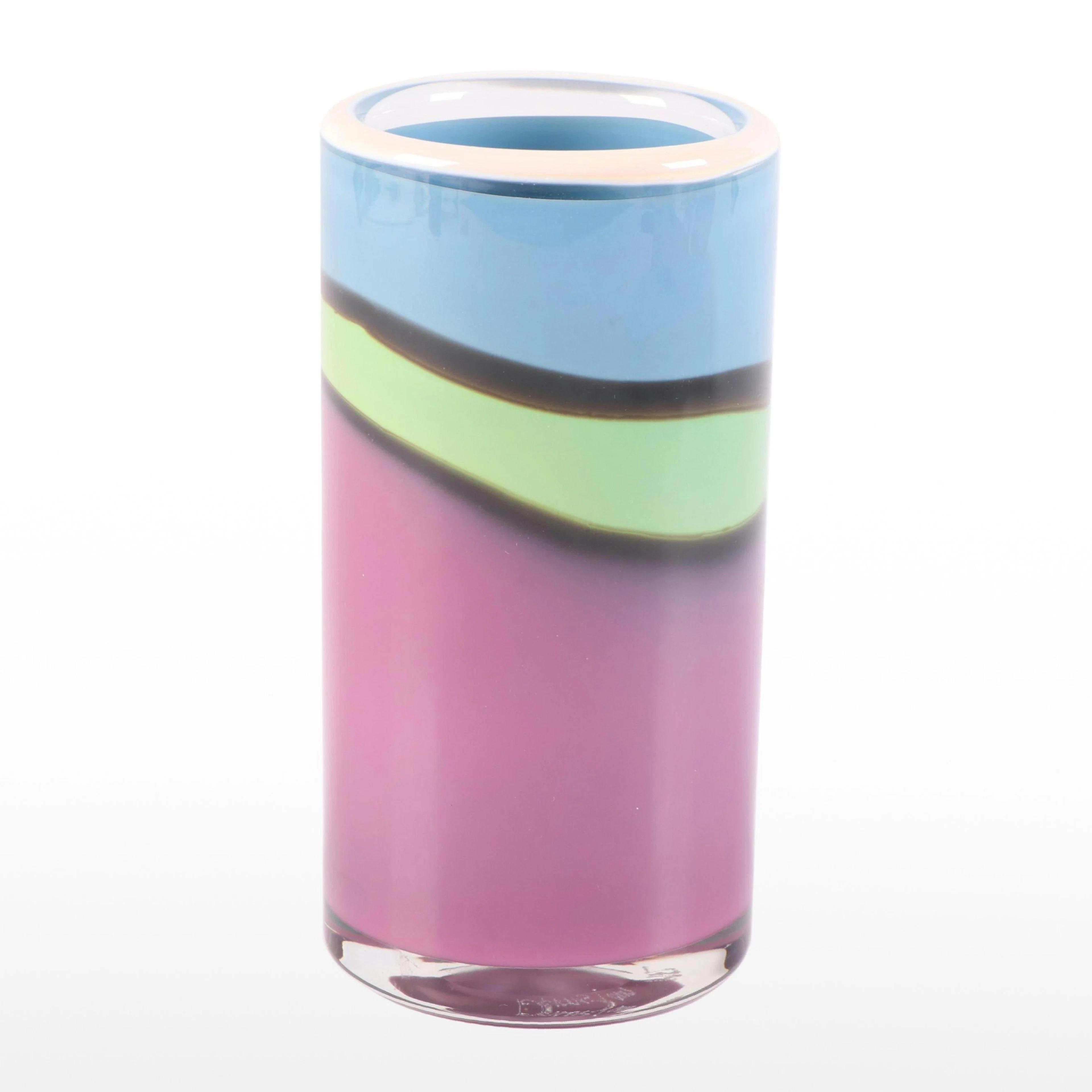 Ricky Bernstein Signed Studio Glass Cased Vase, 1982