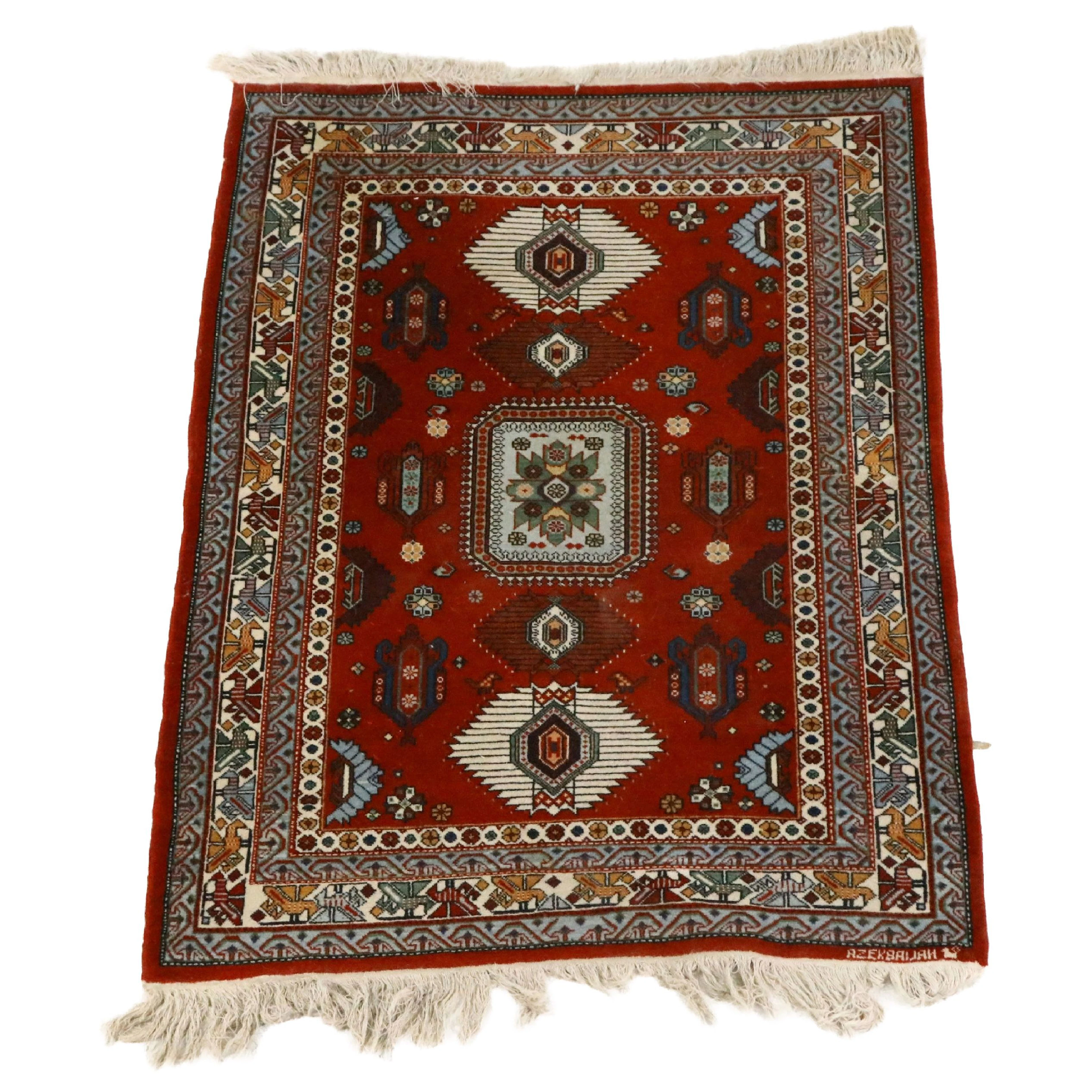 3'2 x 5'3 Hand-Knotted Signed Caucasian Kazak Area Rug