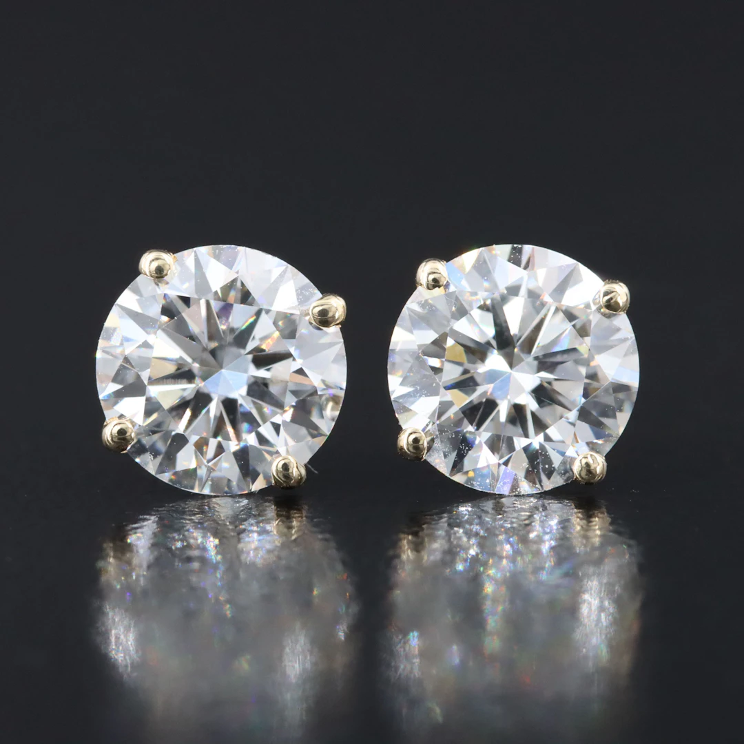14K 3.00 CTW Lab Grown Diamond Solitaire Earrings with IGI Reports