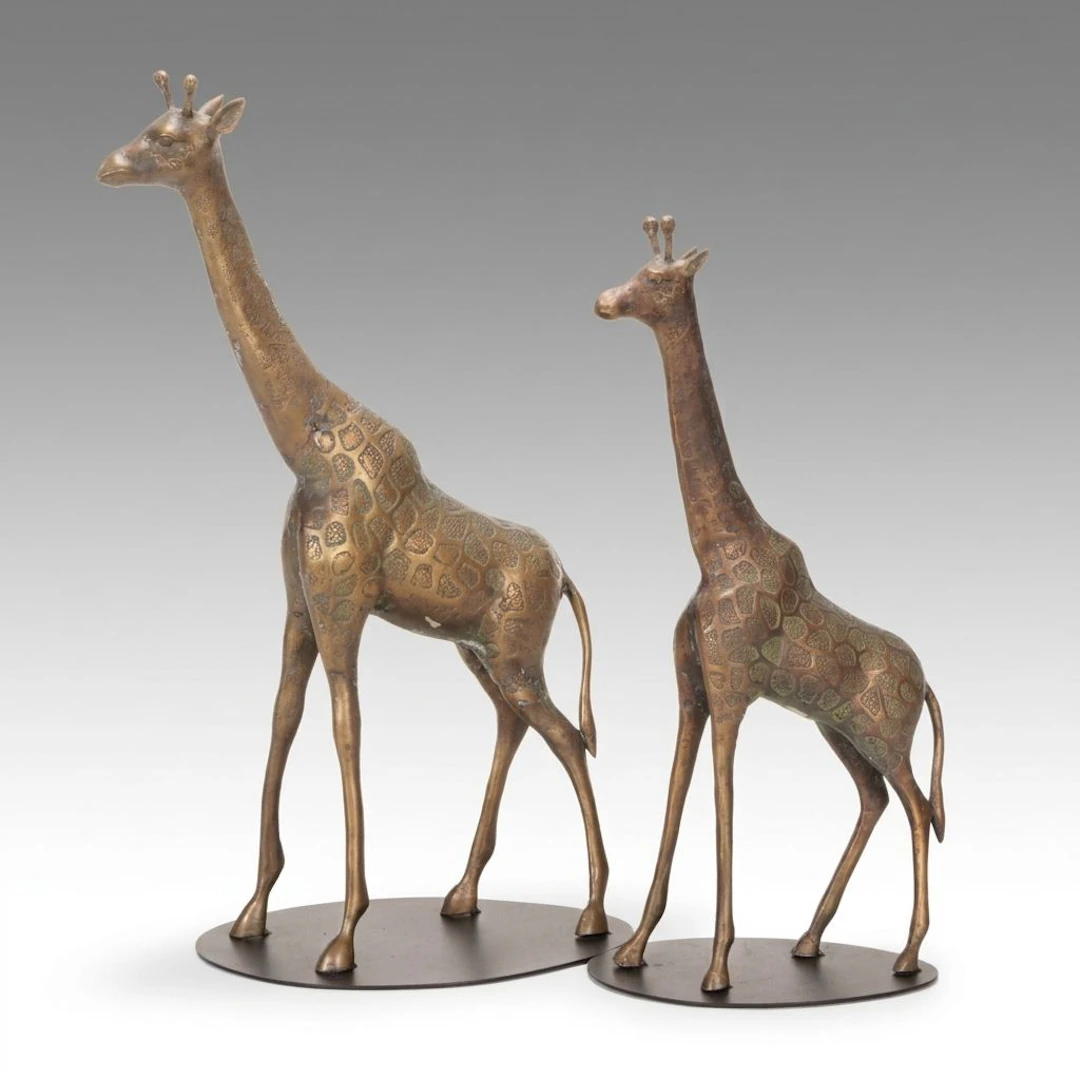 Pair of Brass Giraffe Figurines