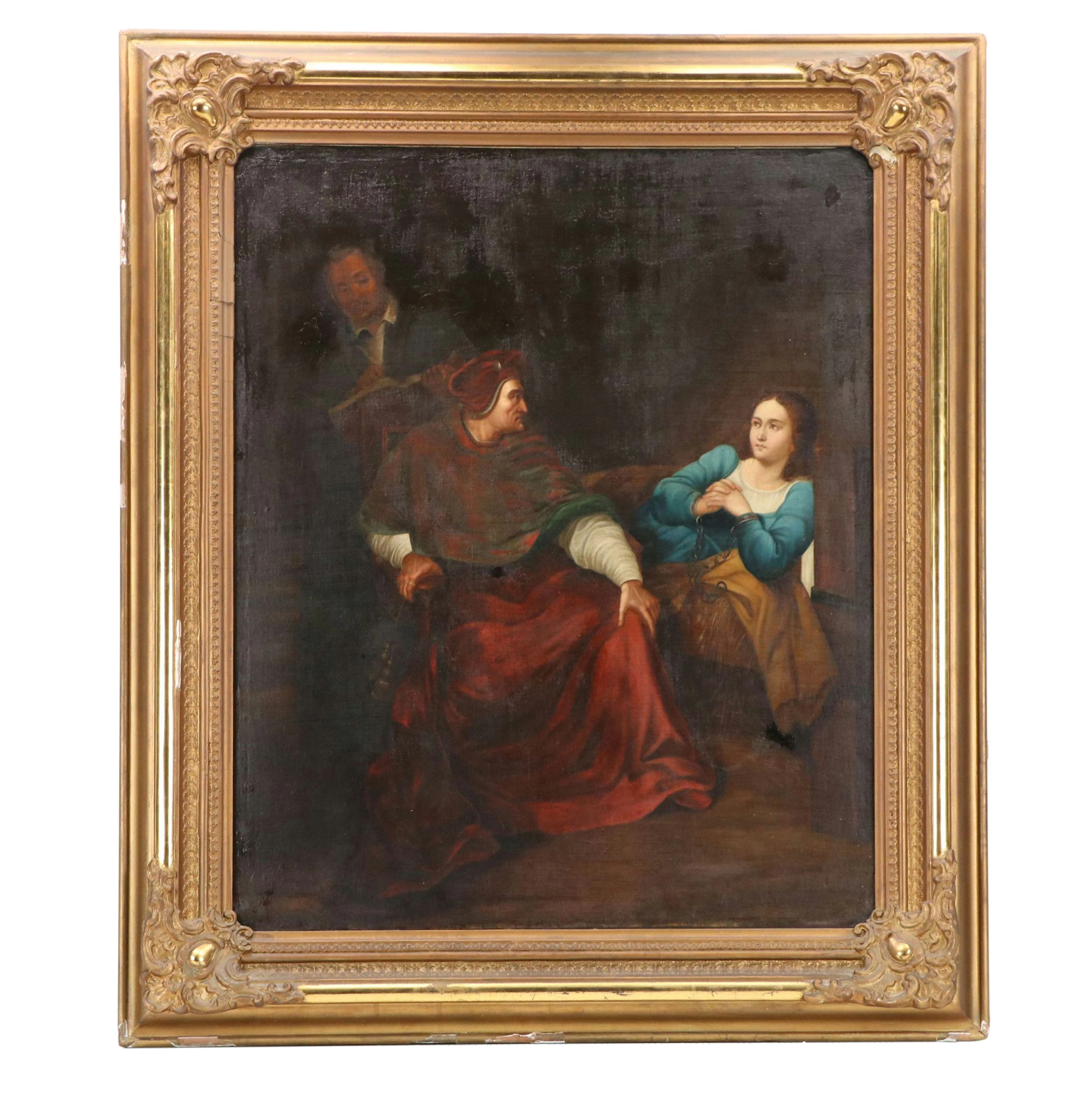 After Paul Delaroche Oil Painting "The Interrogation of Joan of Arc," 19th C.