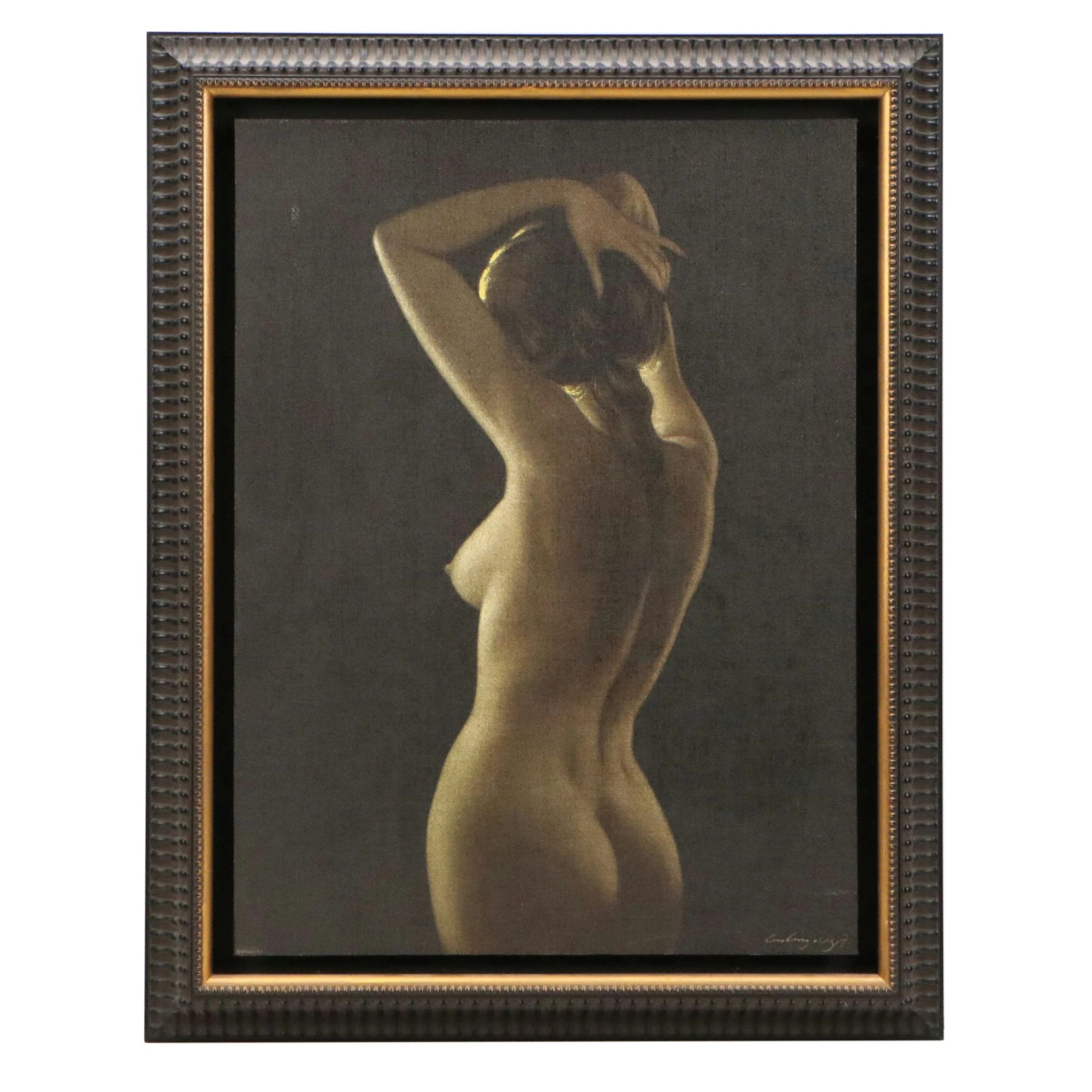 Offset Lithograph of Chiaroscuro Style Nude Woman, 21st Century