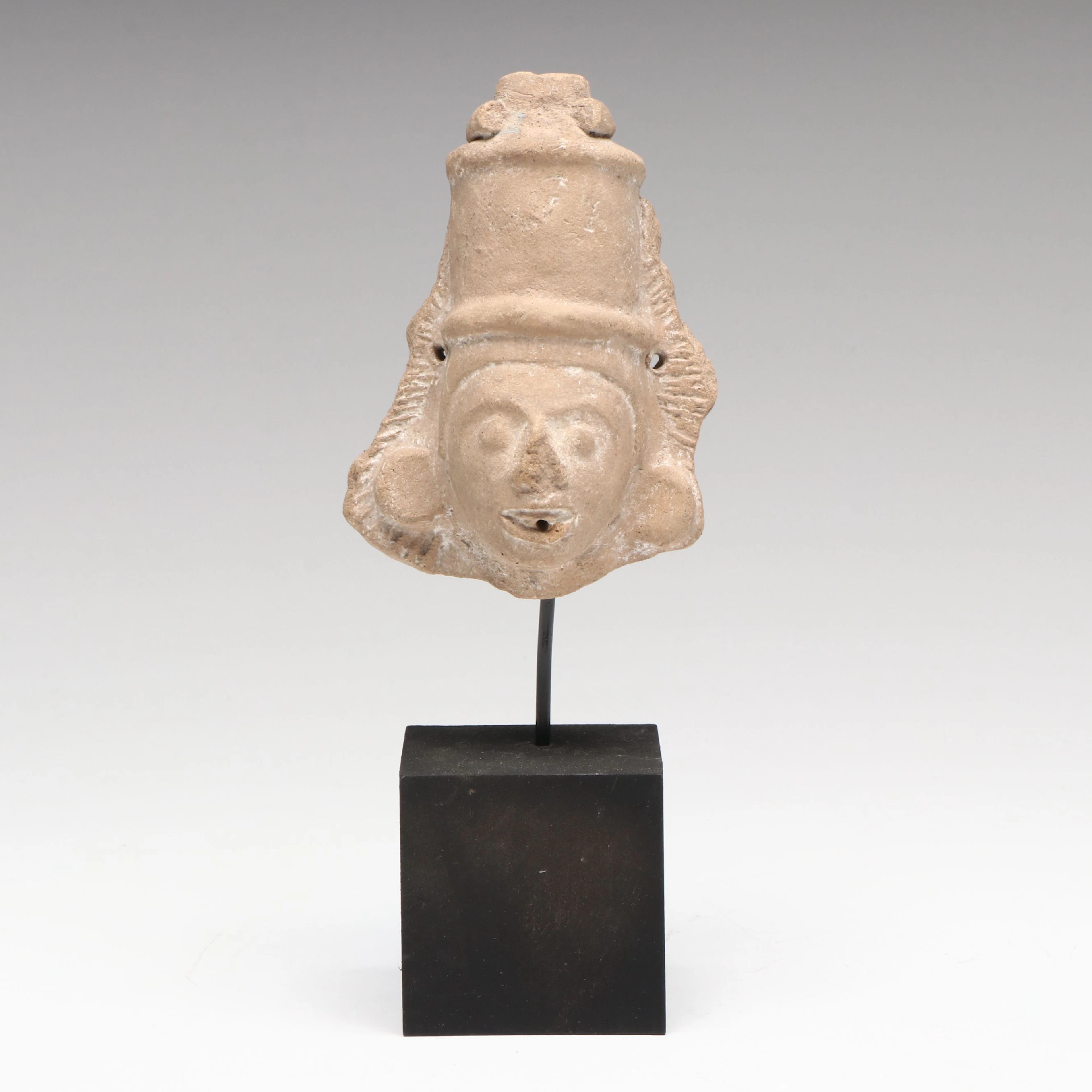 Veracruz Terracotta Head Fragment with Tall Headdress, Circa 600–900 CE