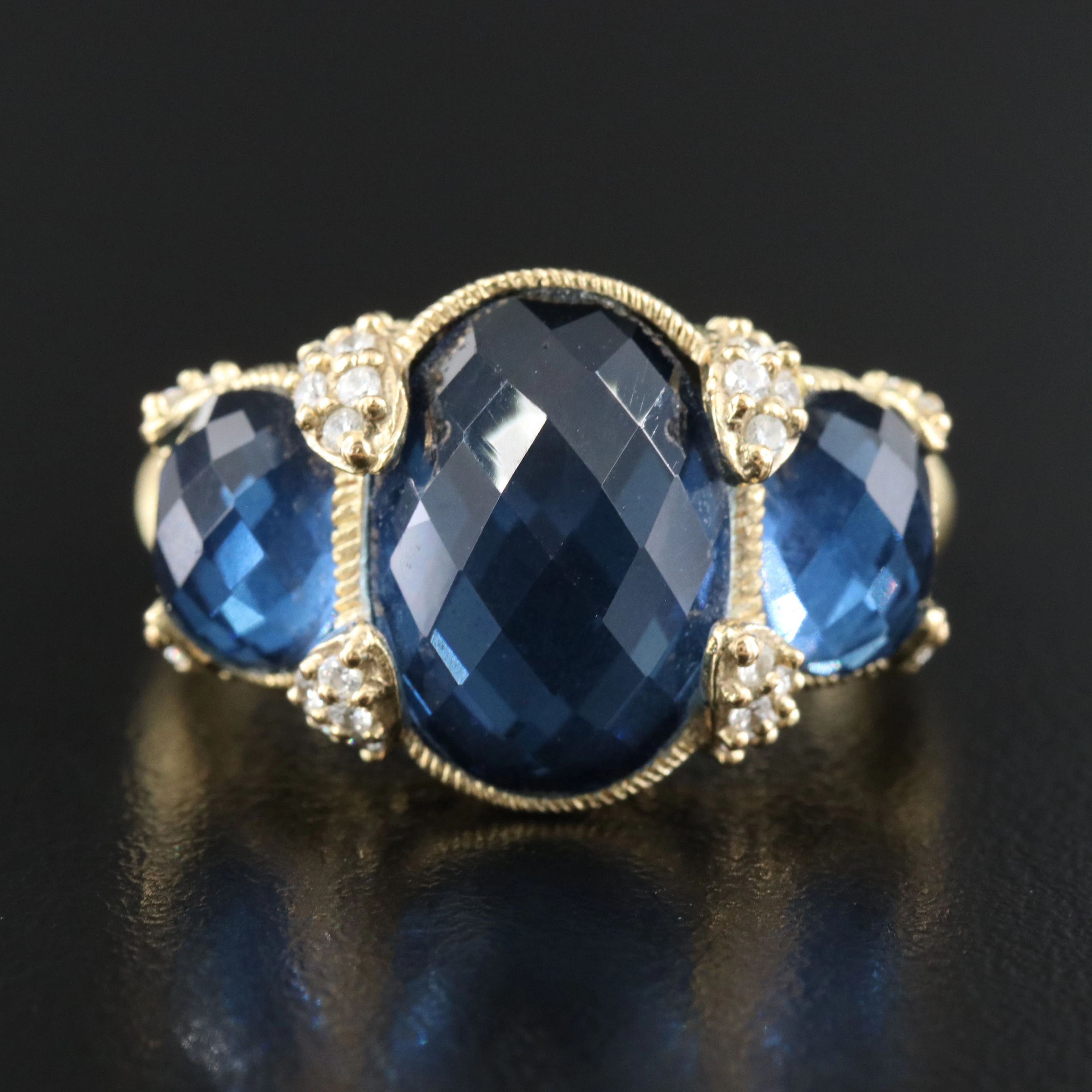 Judith Ripka Sterling Quartz Doublet and CZ Ring