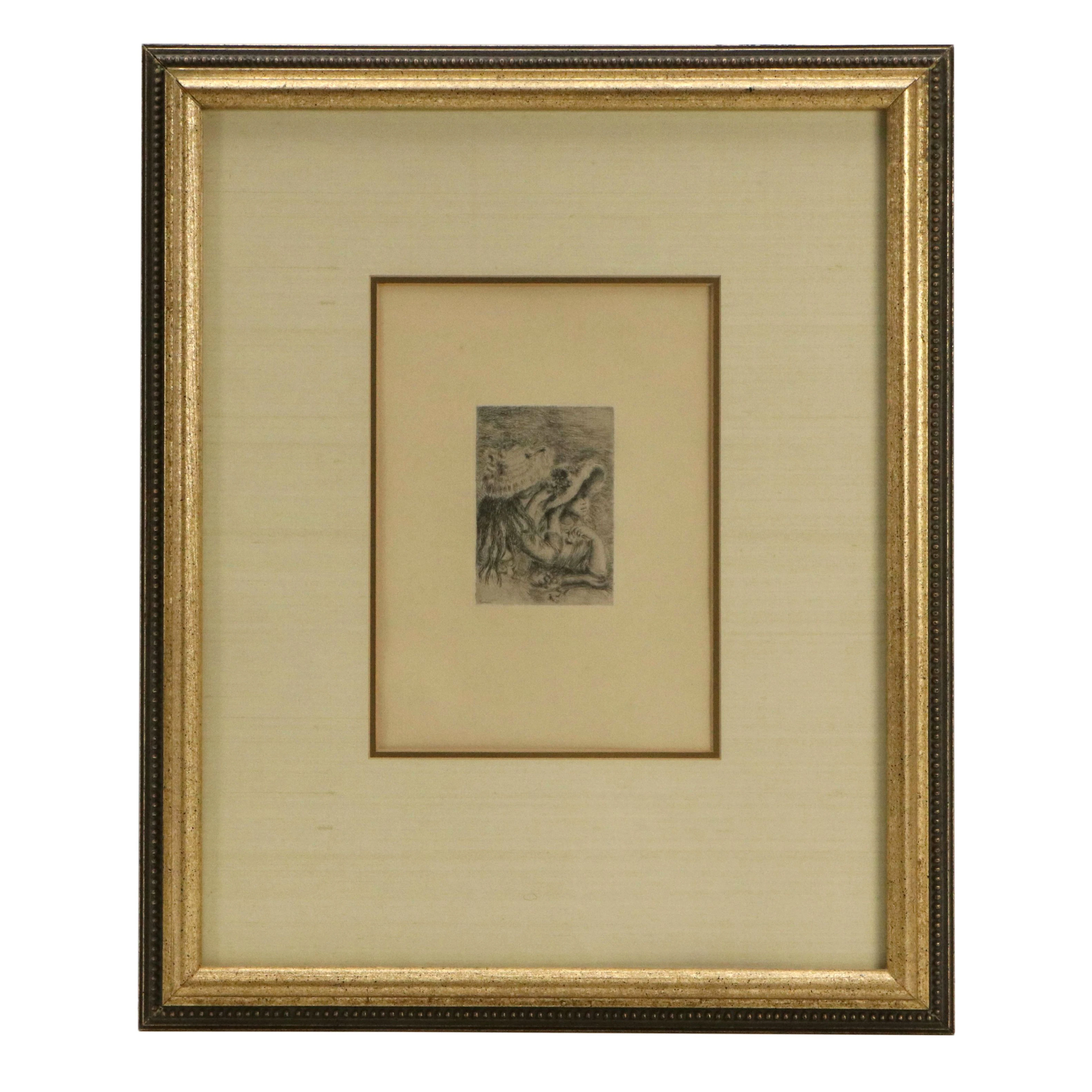Pierre-Auguste Renoir Restrike Etching "Le chapeau épinglé"