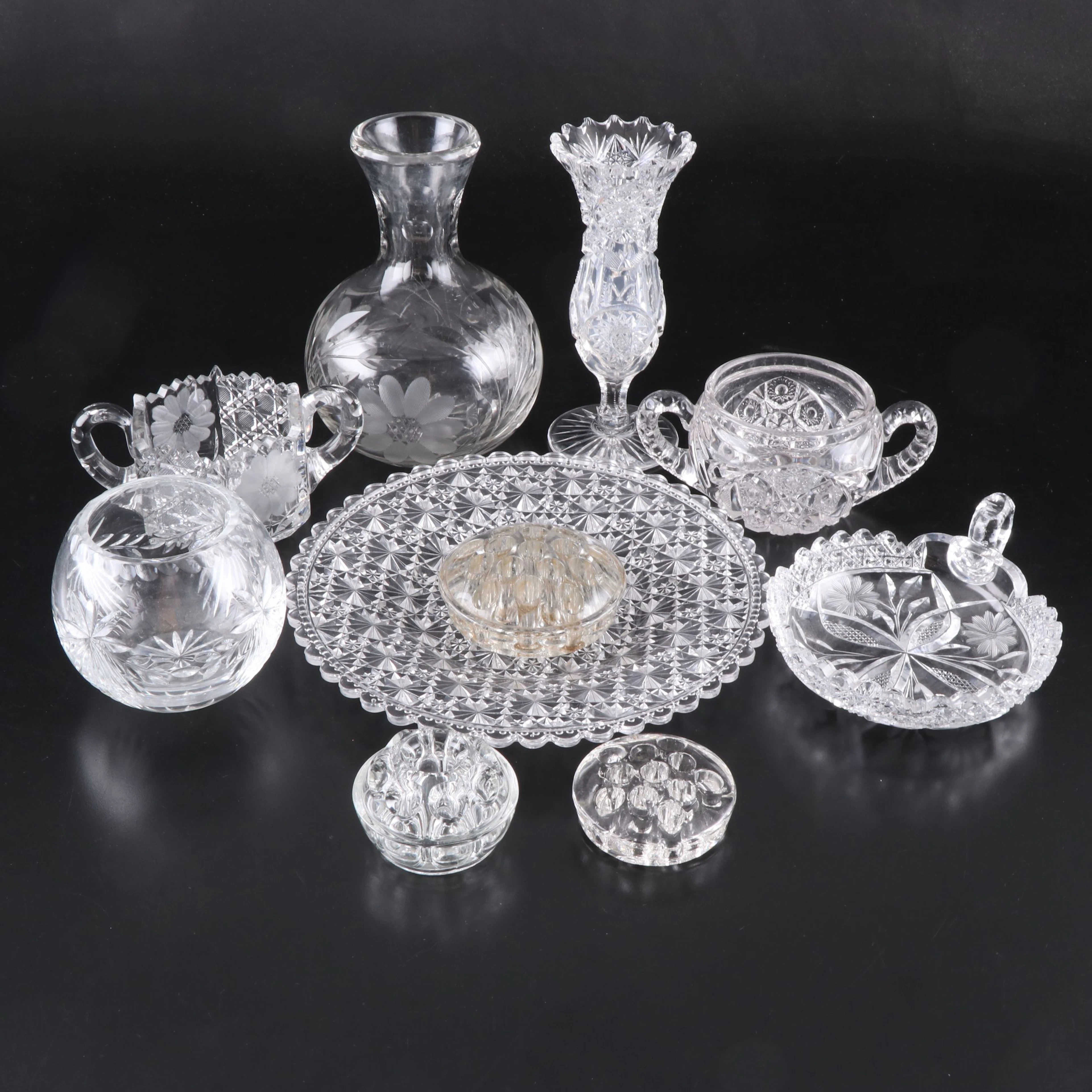 Crystal Vases, Crystal Open Sugar Bowls, and More Table Accessories