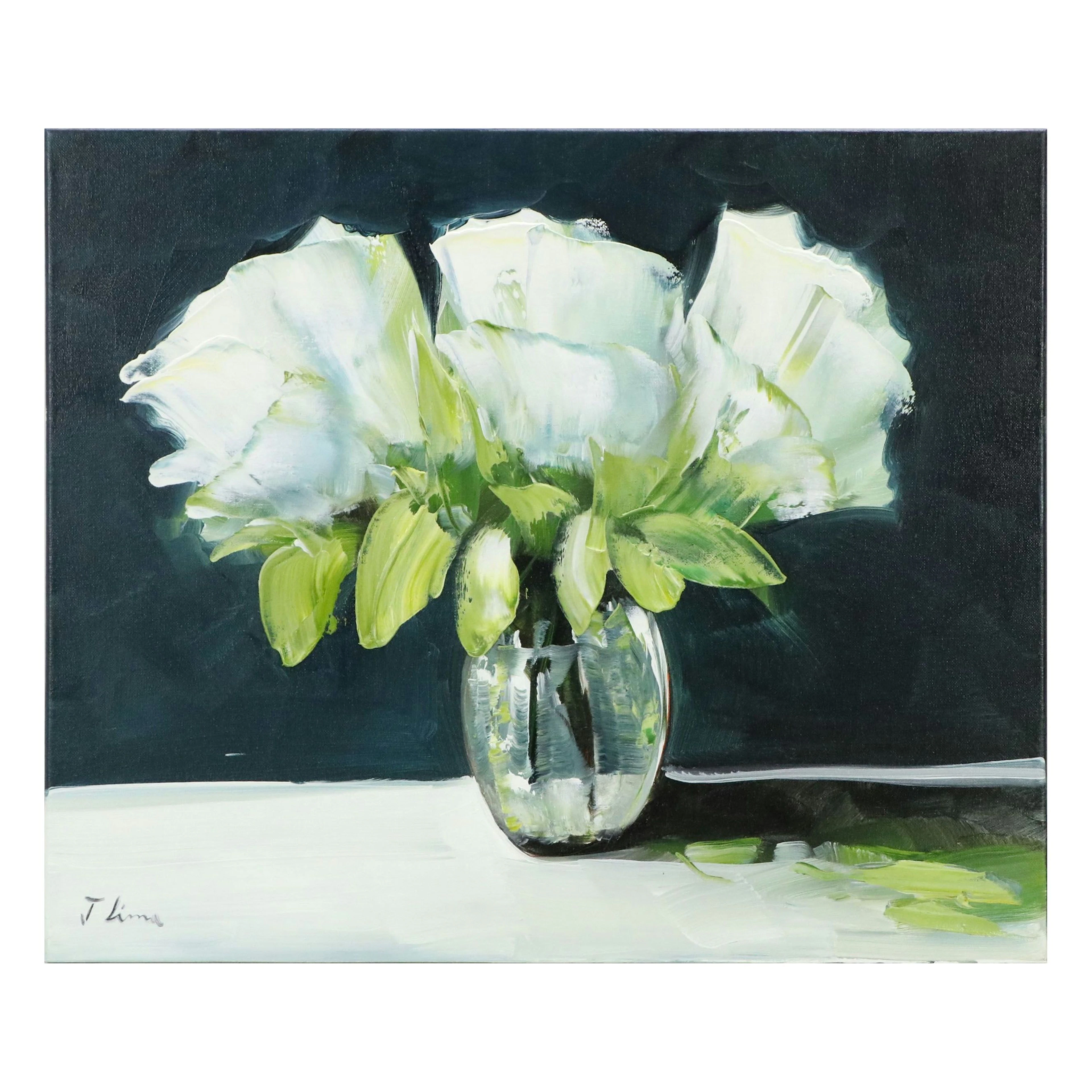 José M. Lima Still Life Oil Painting of Flower Arrangement, 2026