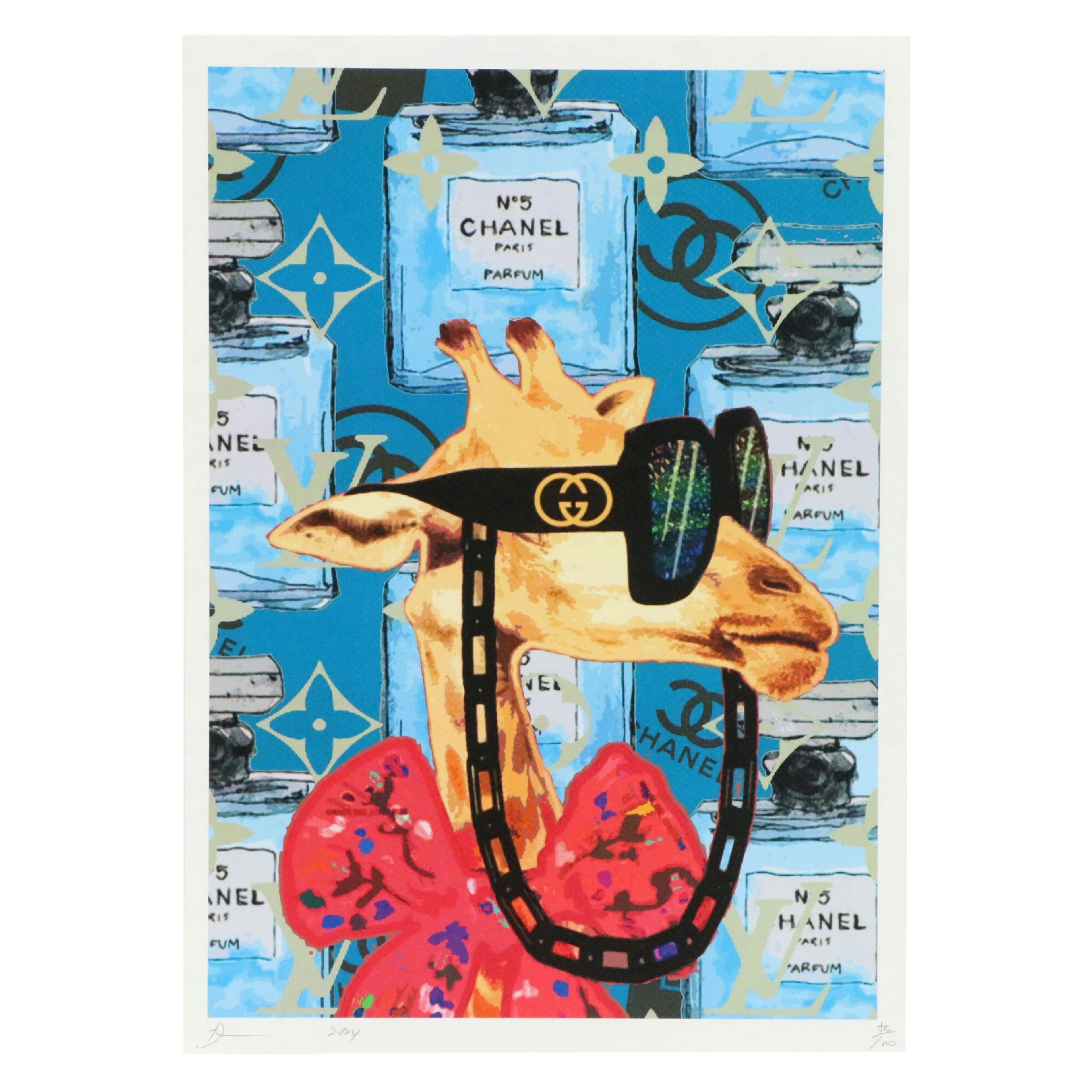 Death NYC Pop Art Offset Lithograph Featuring Giraffe x Chanel x Gucci, 2024
